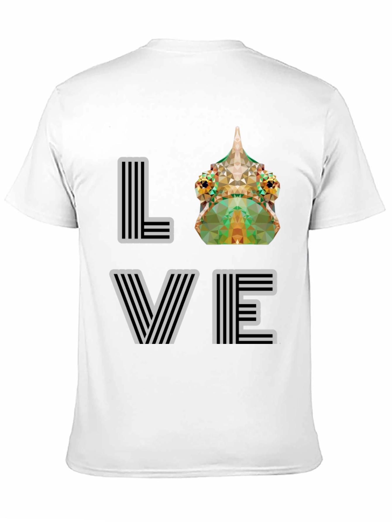 Geometric Chameleon LOVE Graphic Tee - Modern Style