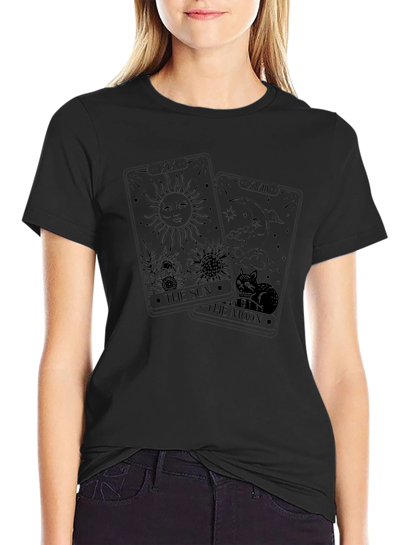 Sun and Moon Tarot Card Graphic T-Shirt