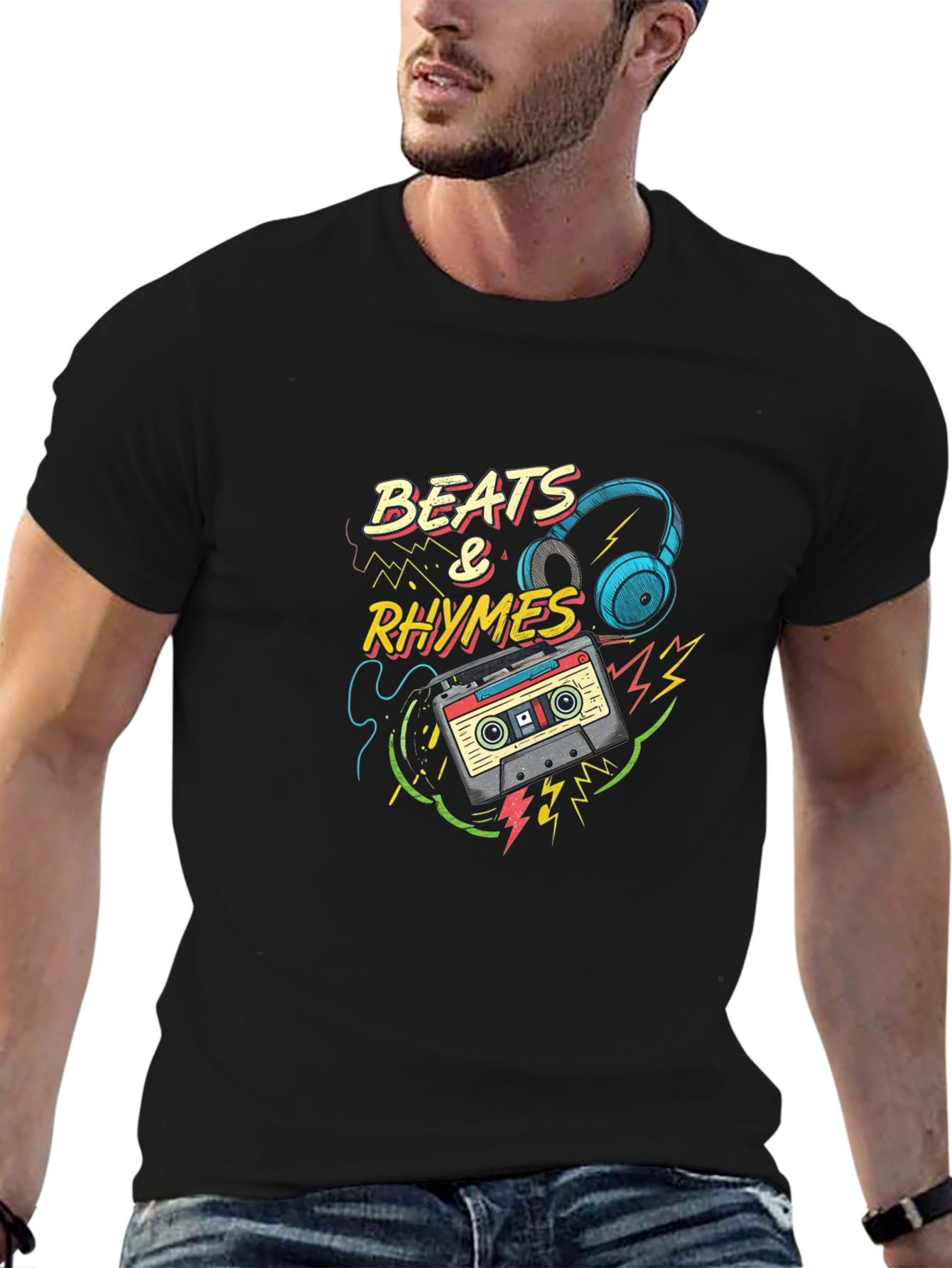 Beats & Rhymes Graphic T-Shirt - Cool Music Tee