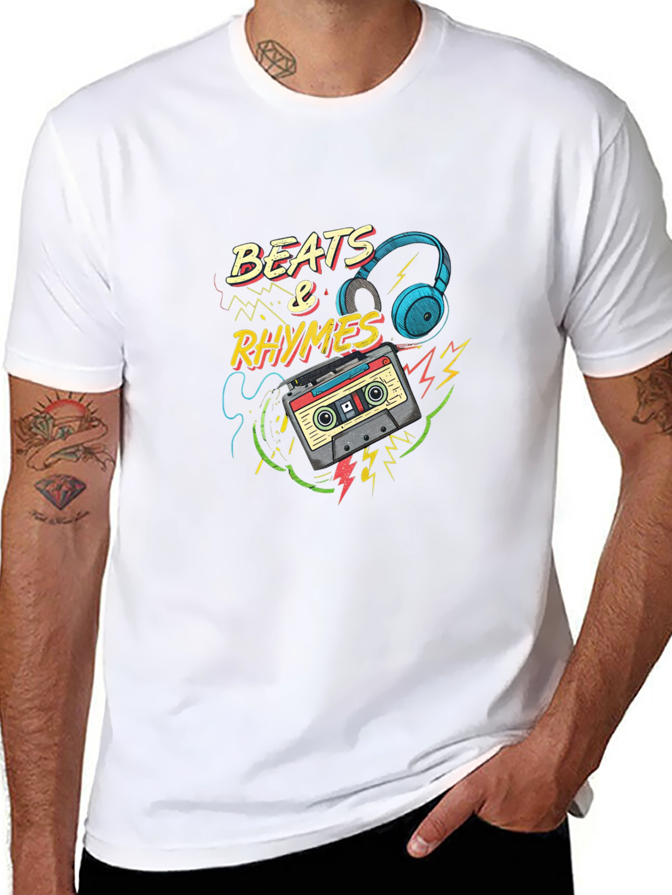 Beats & Rhymes Graphic T-Shirt - Cool Music Tee