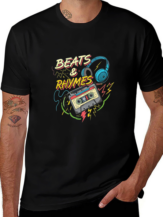 Beats & Rhymes Graphic T-Shirt - Cool Music Tee