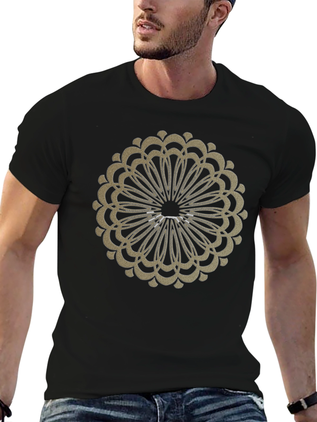 Black Tee with Ornamental Circle
