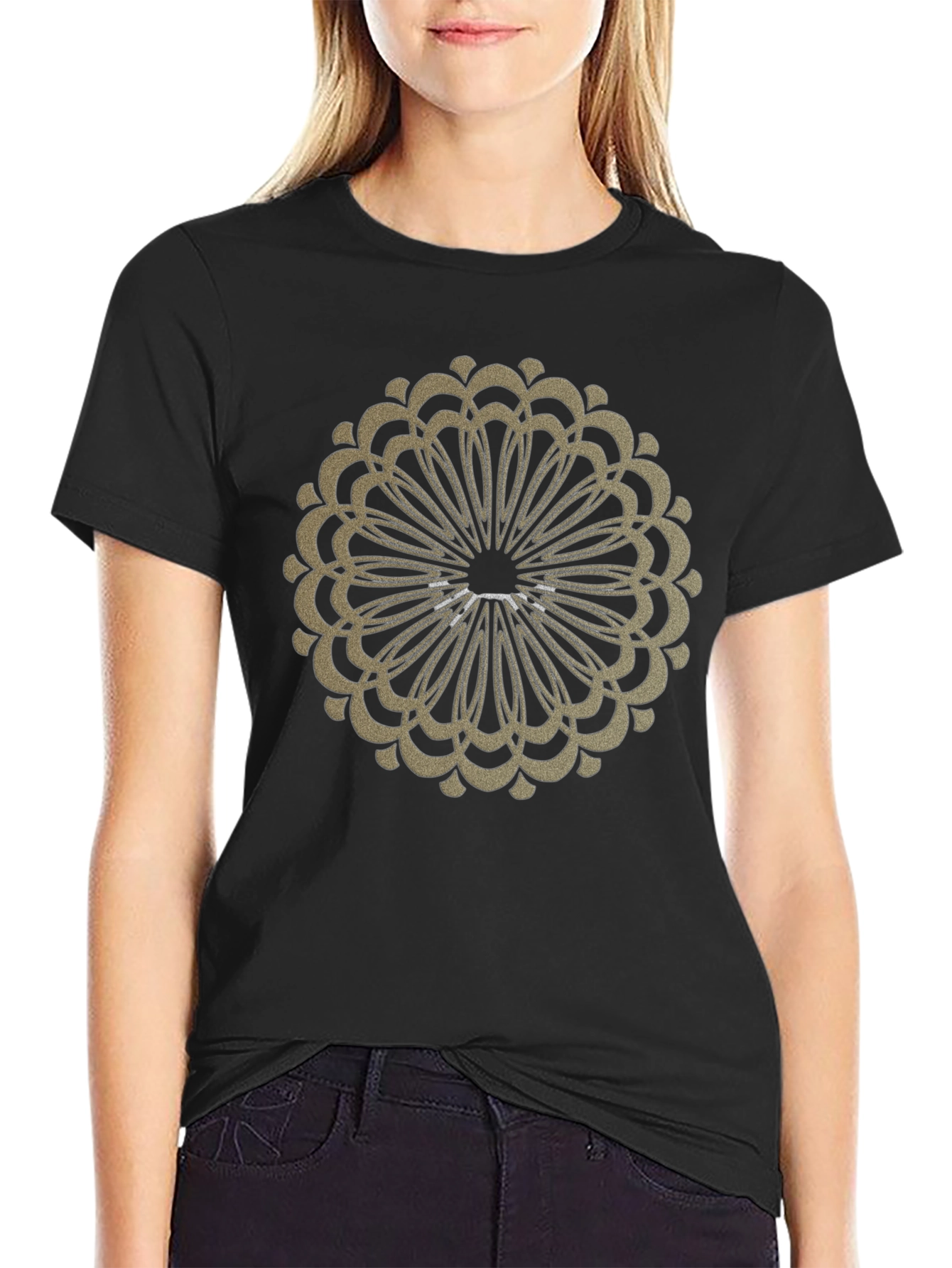 Black Tee with Ornamental Circle
