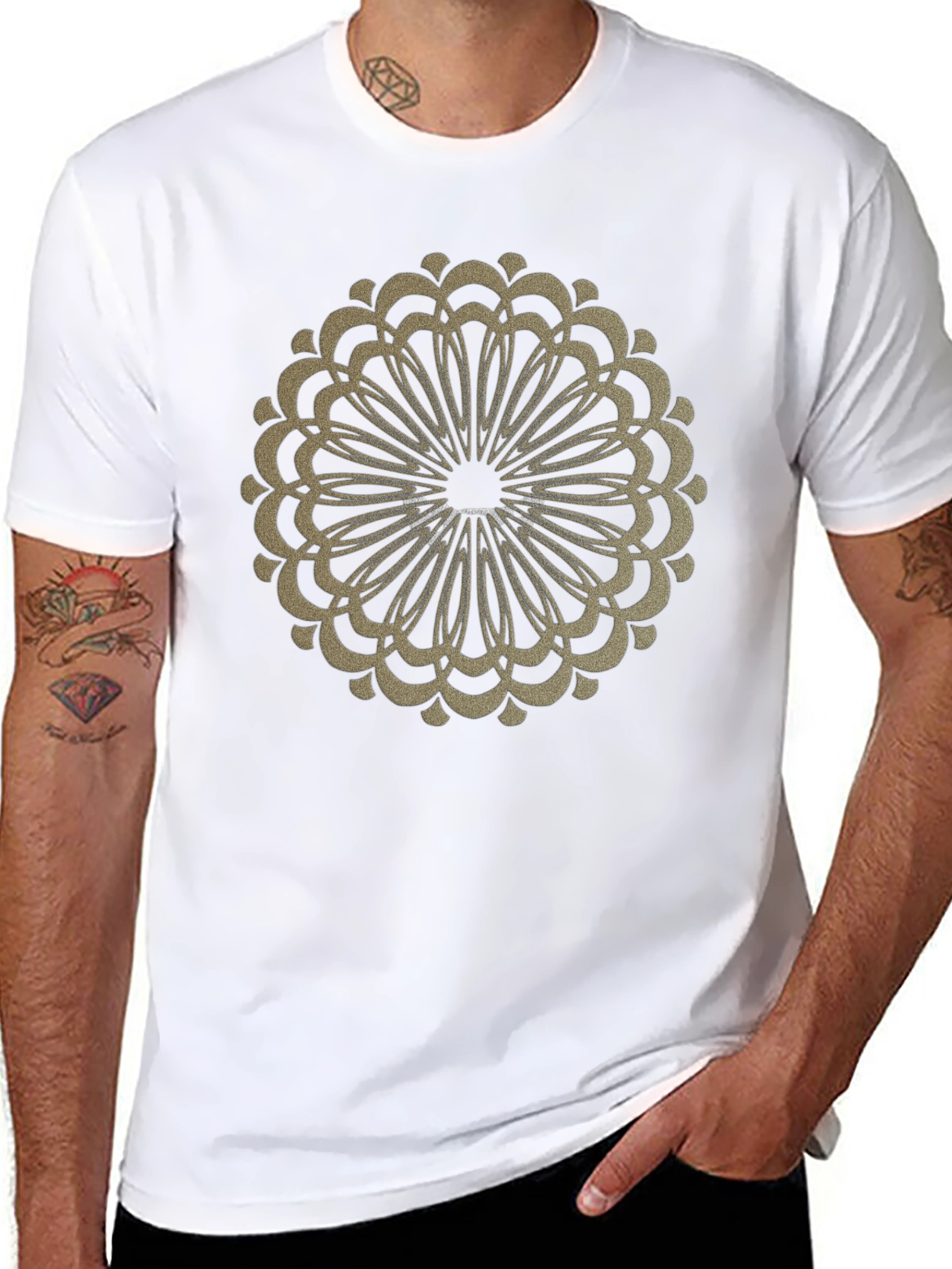 Black Tee with Ornamental Circle