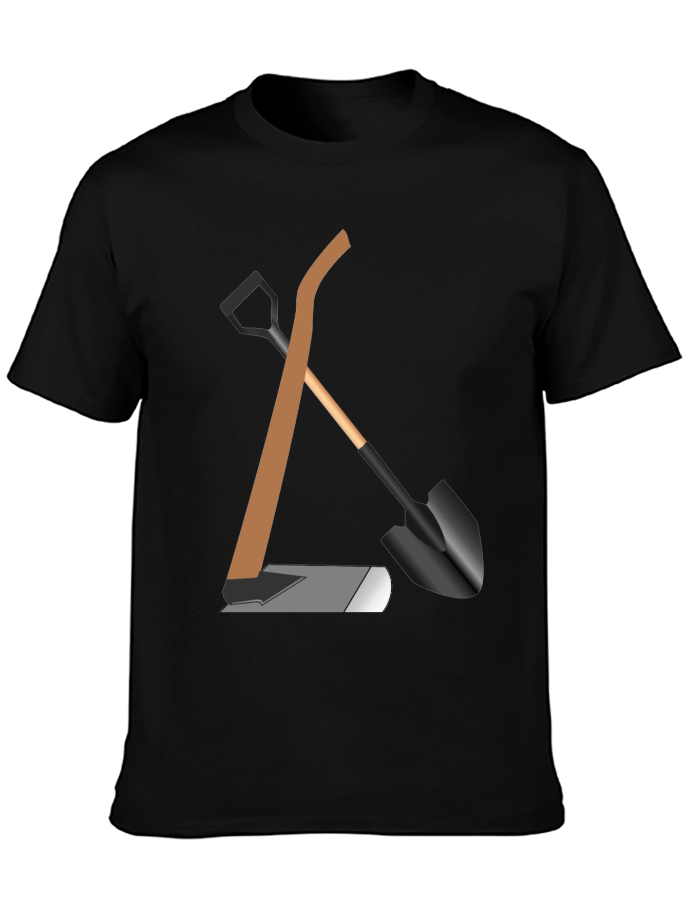 Gardening Tools Graphic Tee - Black Cotton Shirt
