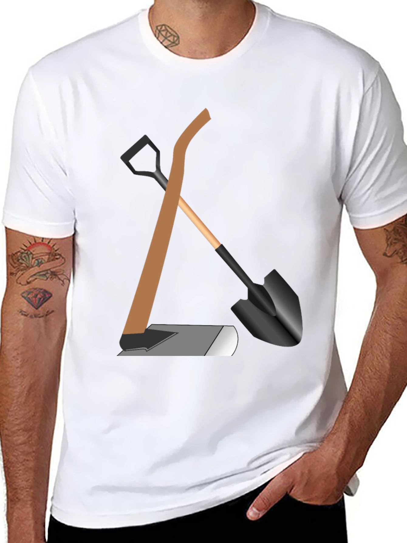 Gardening Tools Graphic Tee - Black Cotton Shirt