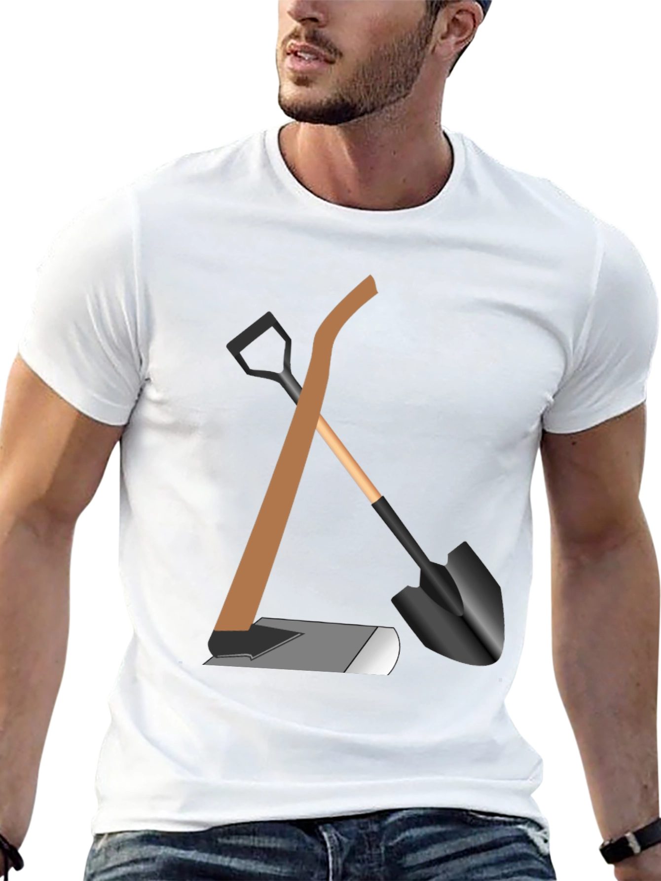 Gardening Tools Graphic Tee - Black Cotton Shirt
