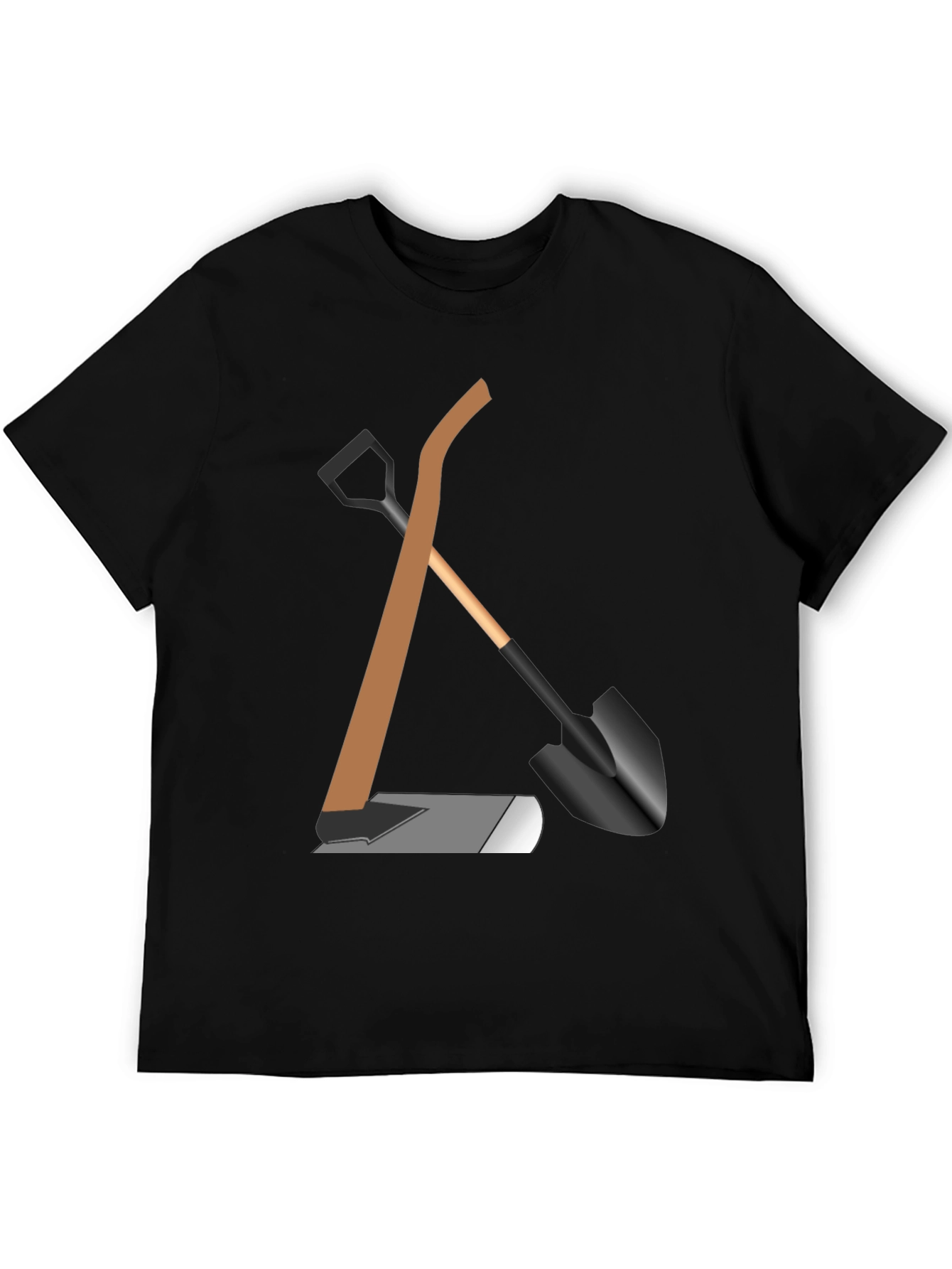 Gardening Tools Graphic Tee - Black Cotton Shirt