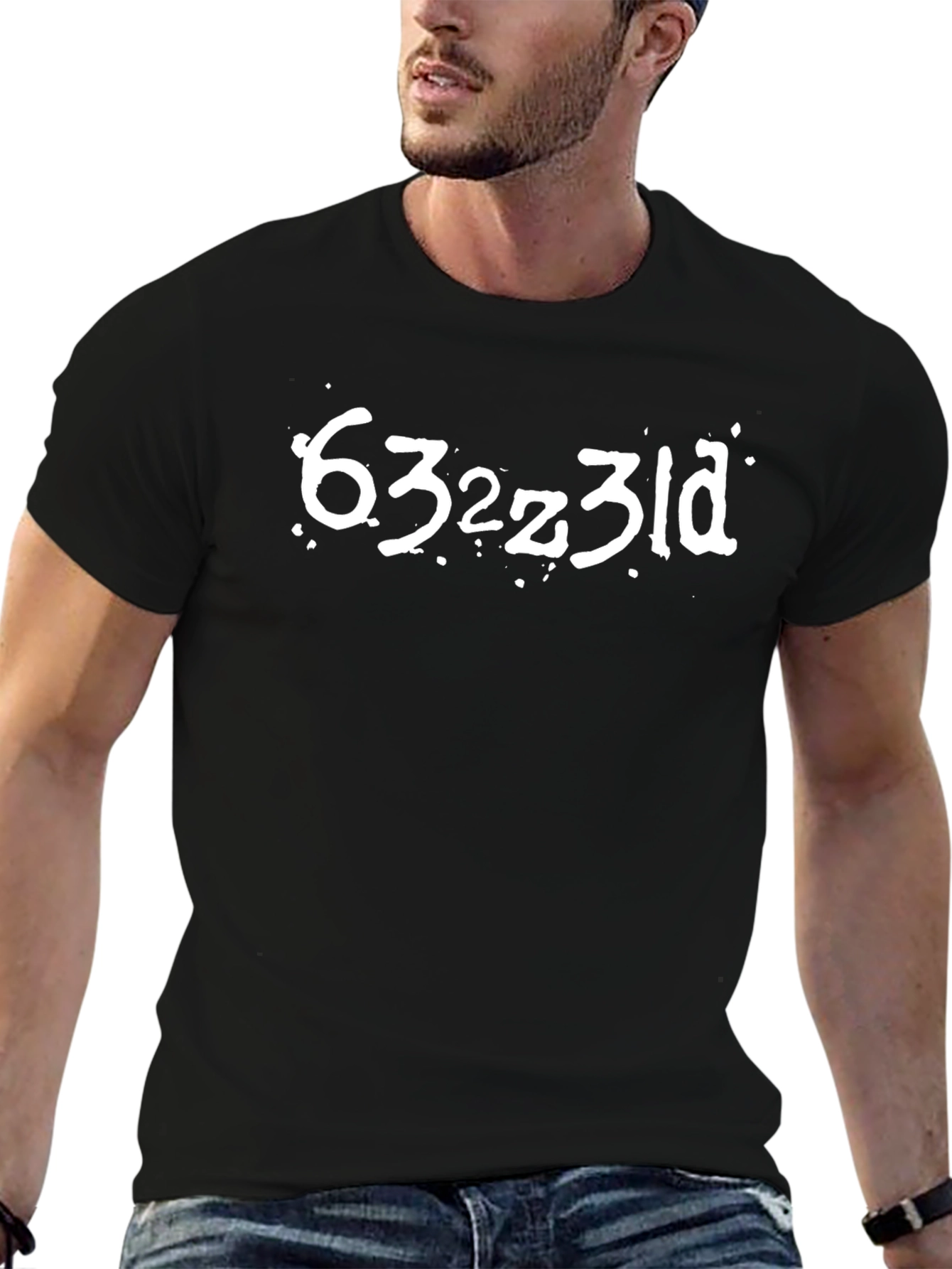 Unique Black T-Shirt with Distressed Lettering