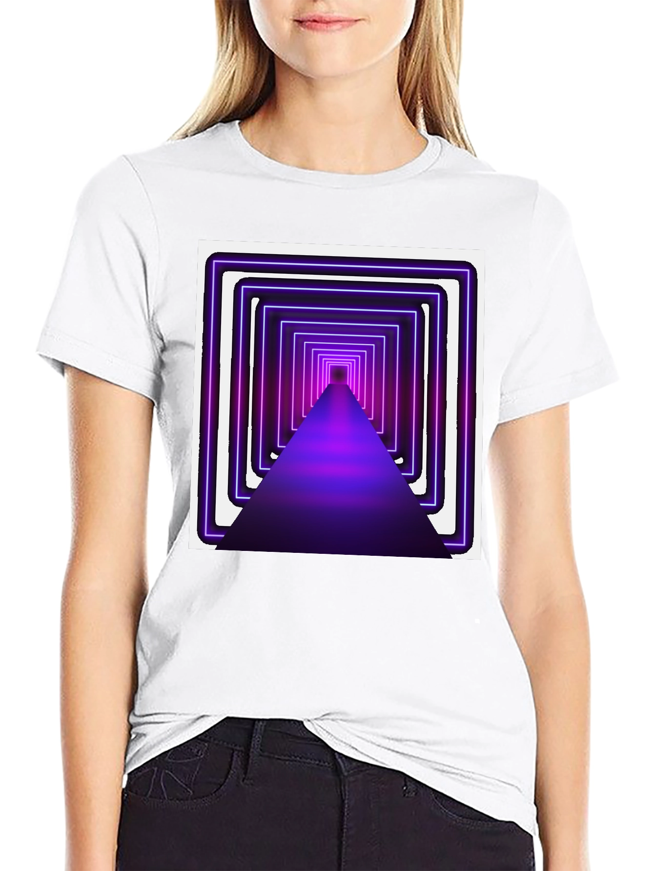 Neon Tunnel Graphic Tee - Modern Black T-Shirt