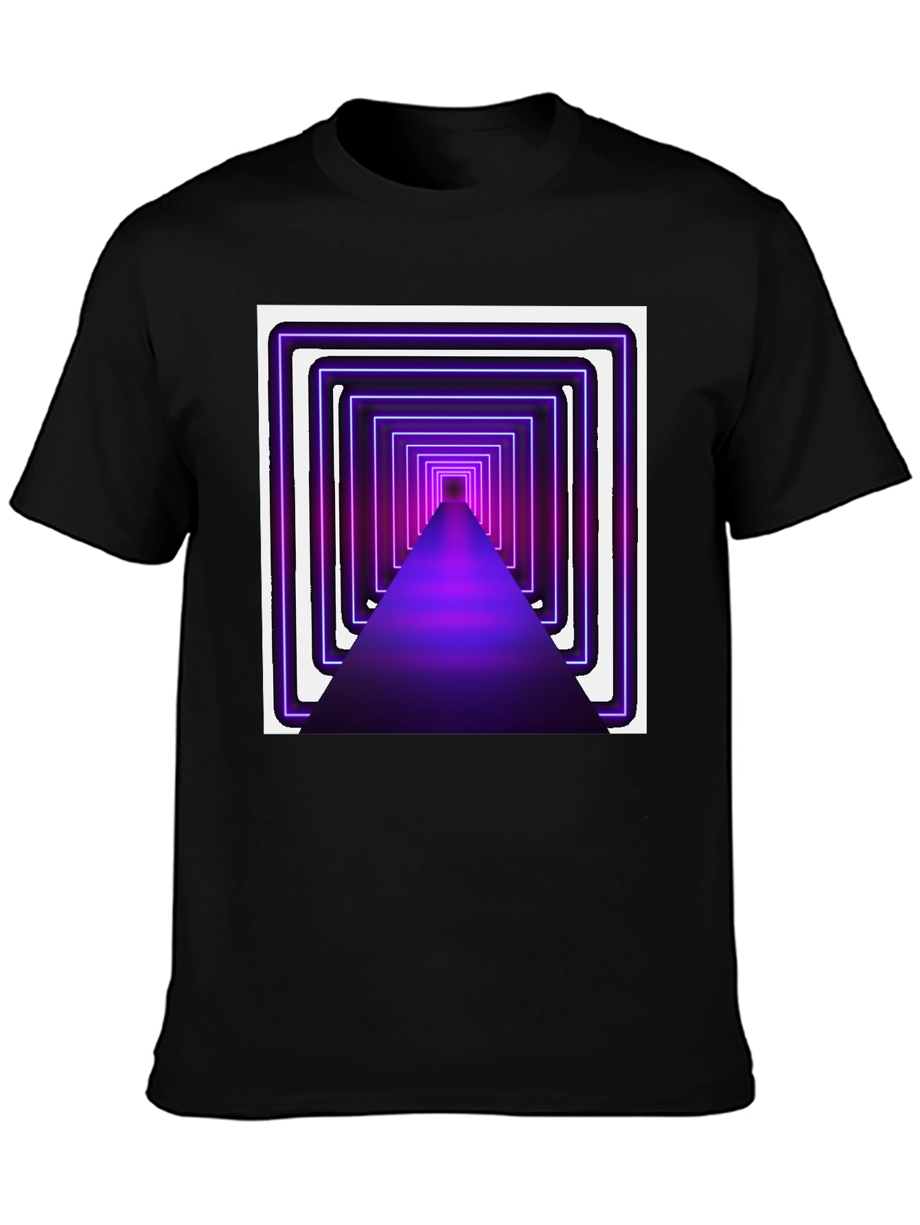 Neon Tunnel Graphic Tee - Modern Black T-Shirt