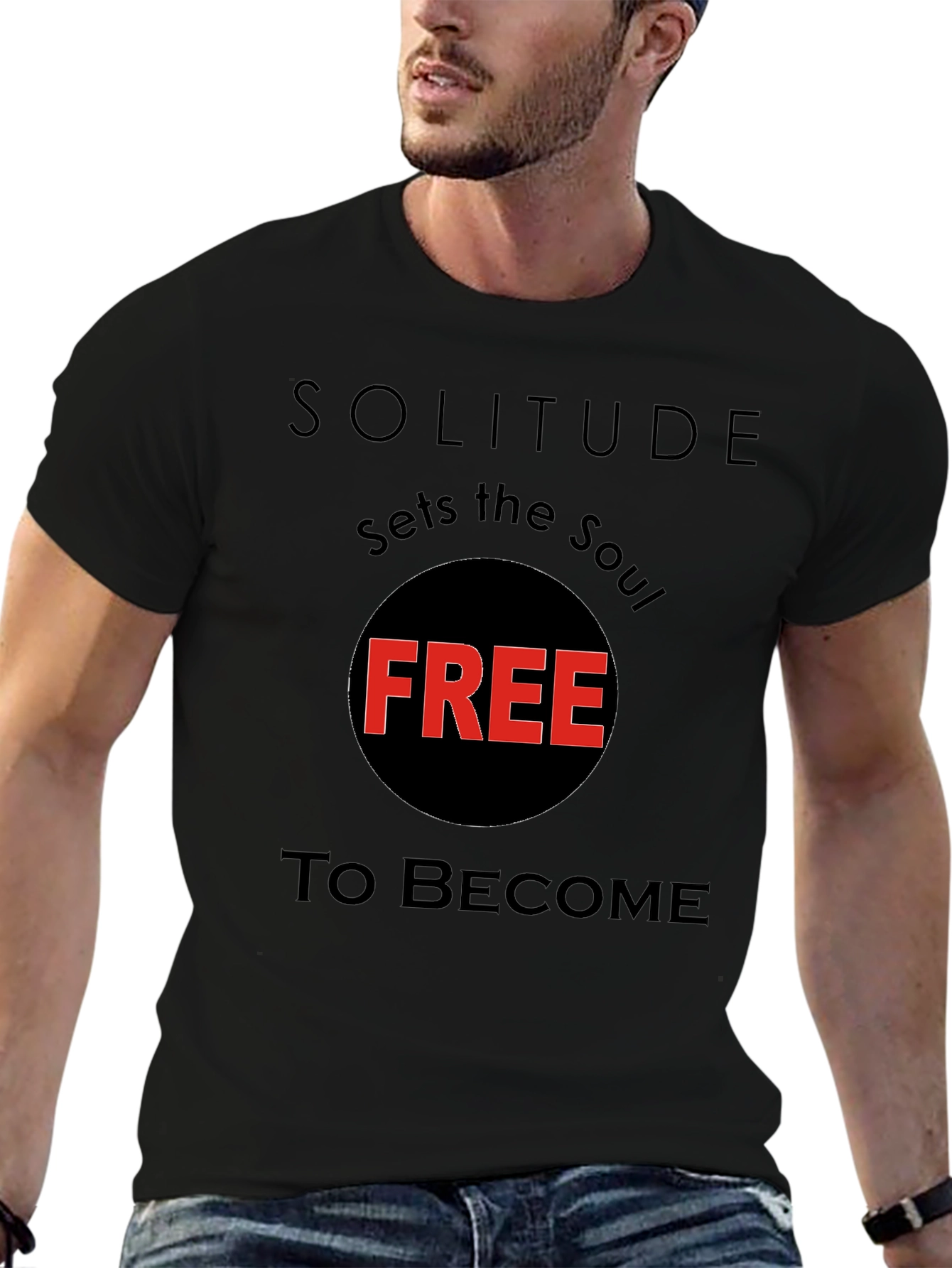 Solitude Sets the Soul Free Black T-Shirt