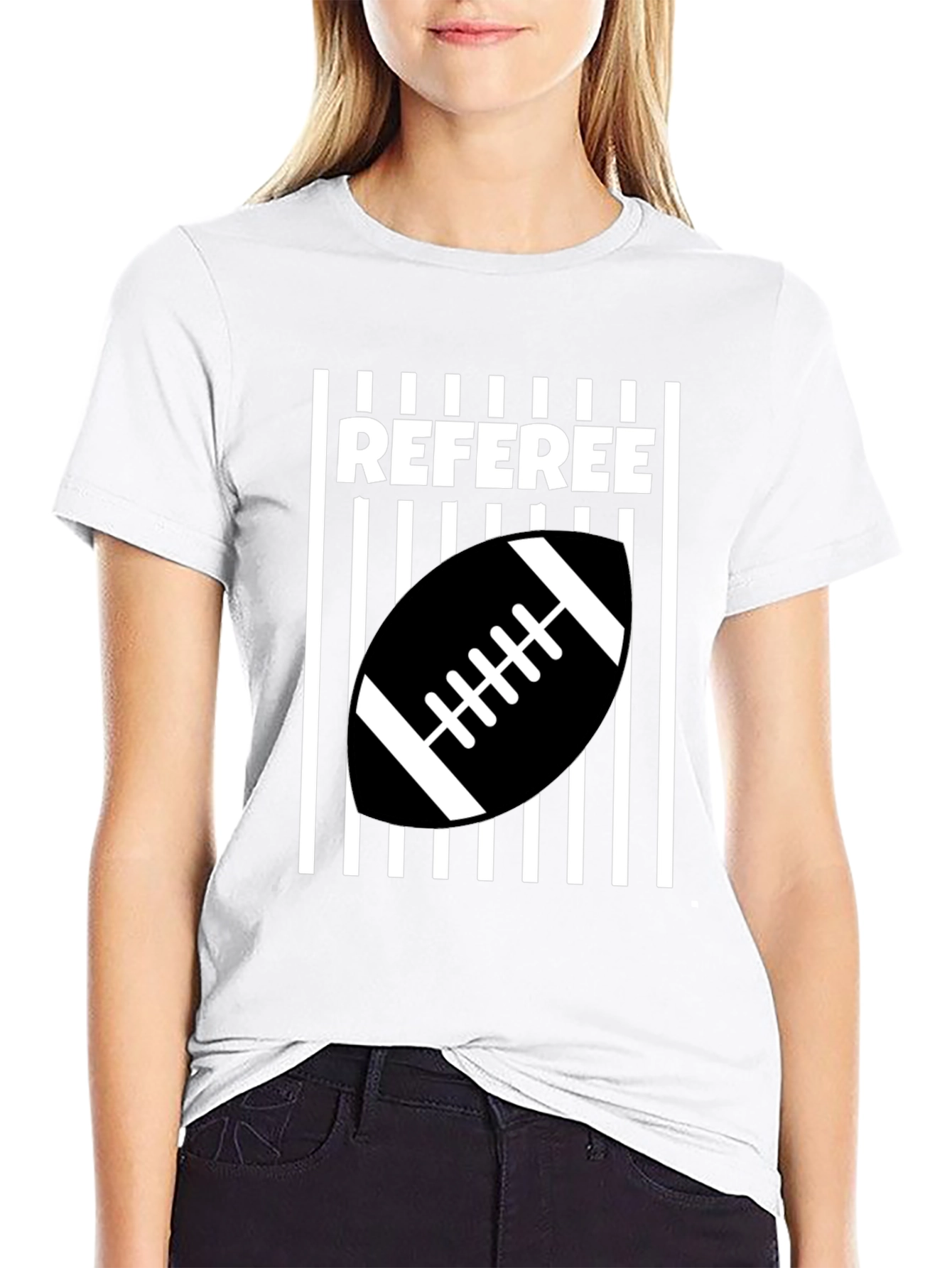 Referee Football T-Shirt - Black & White Design