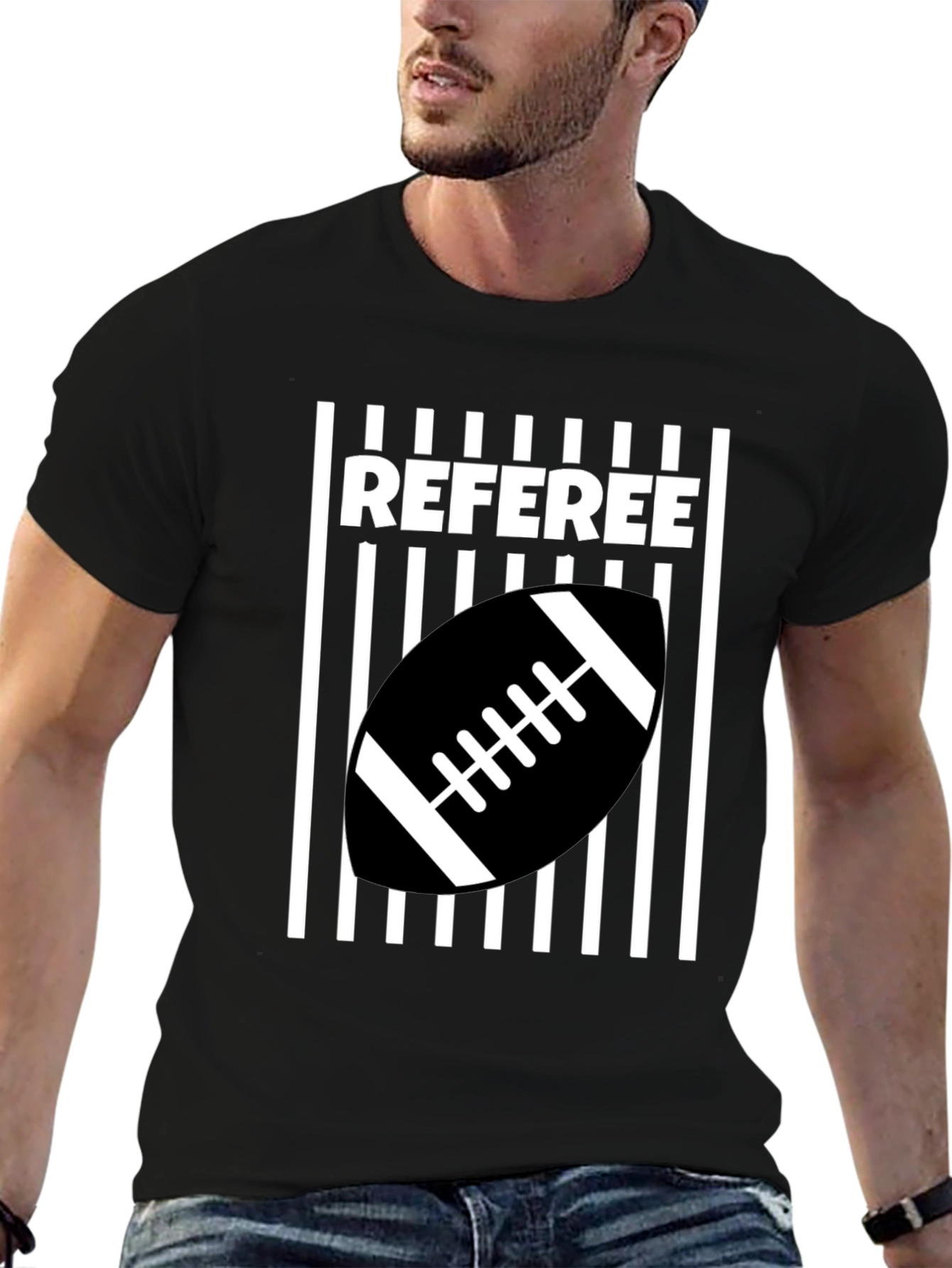 Referee Football T-Shirt - Black & White Design