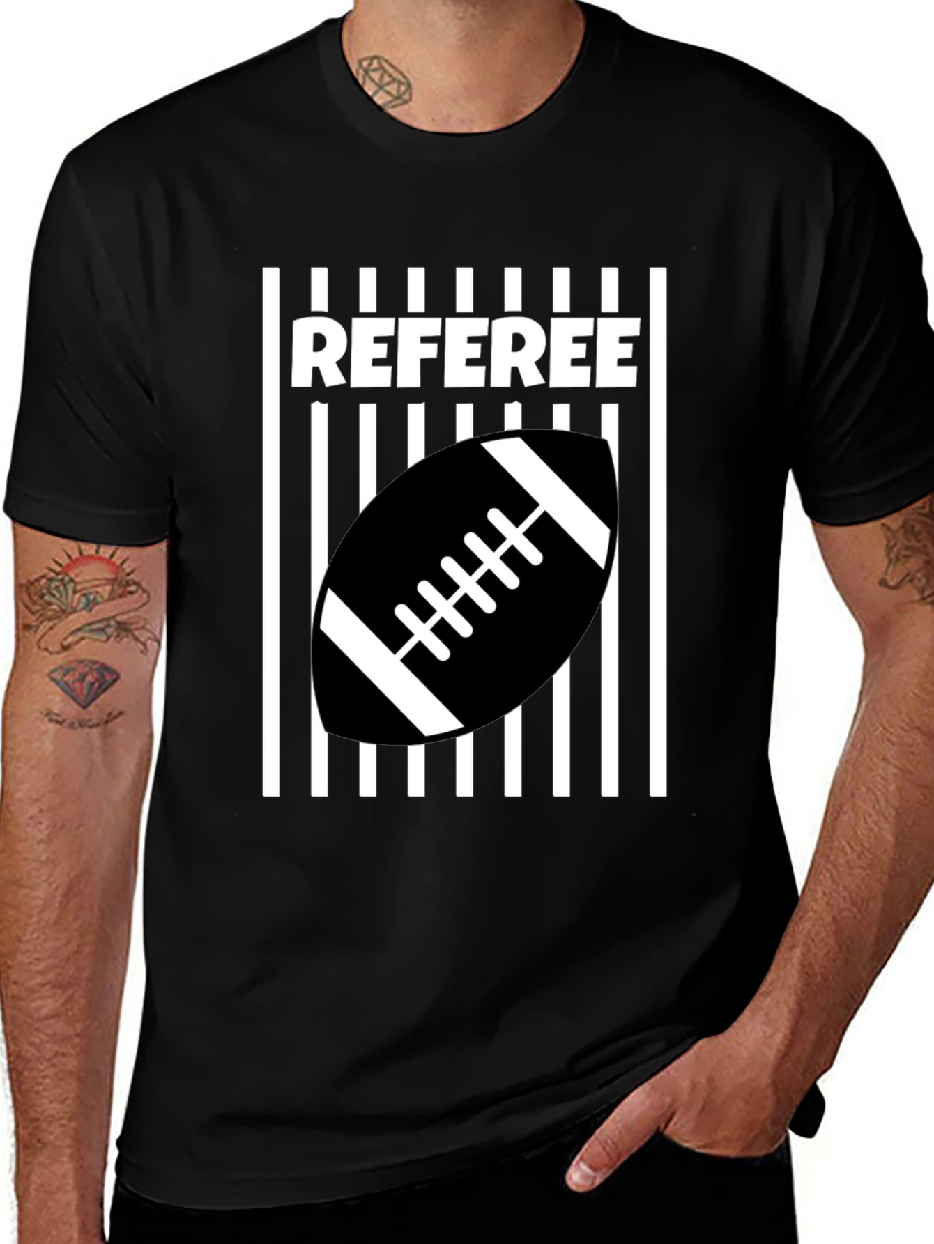 Referee Football T-Shirt - Black & White Design
