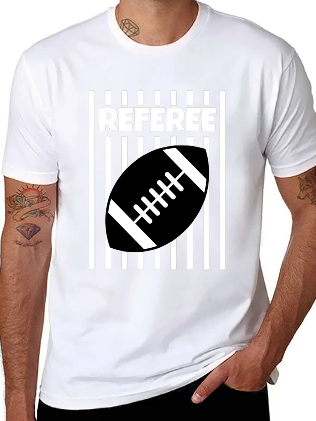 Referee Football T-Shirt - Black & White Design