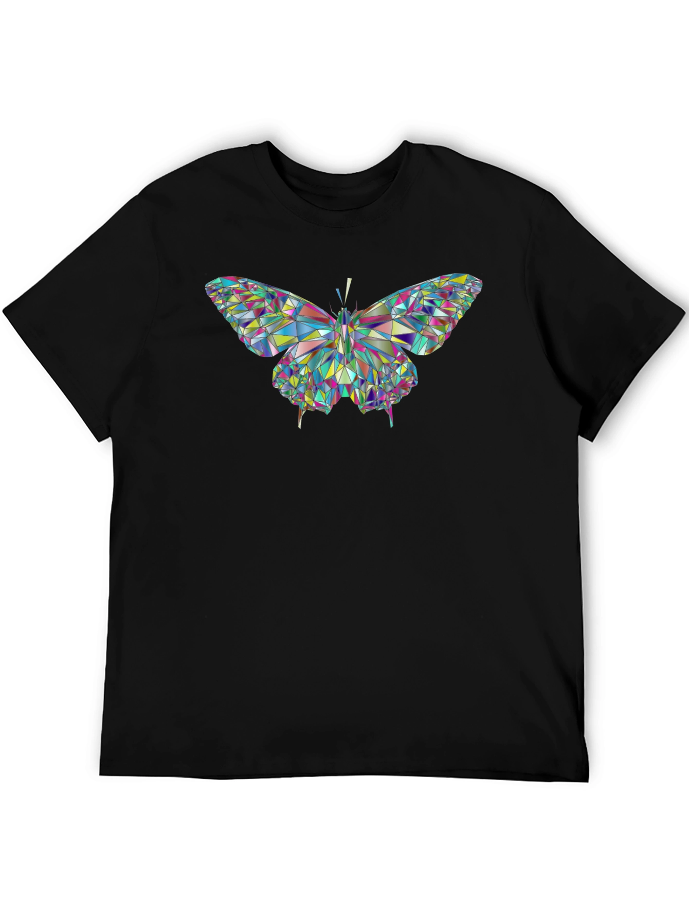 Geometric Butterfly Graphic Black T-Shirt