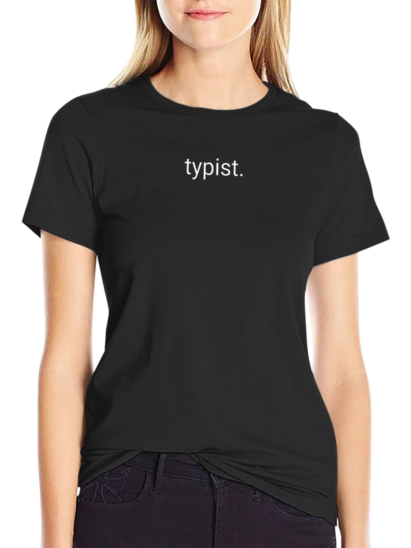 Typist T-Shirt - Black Crew Neck Tee