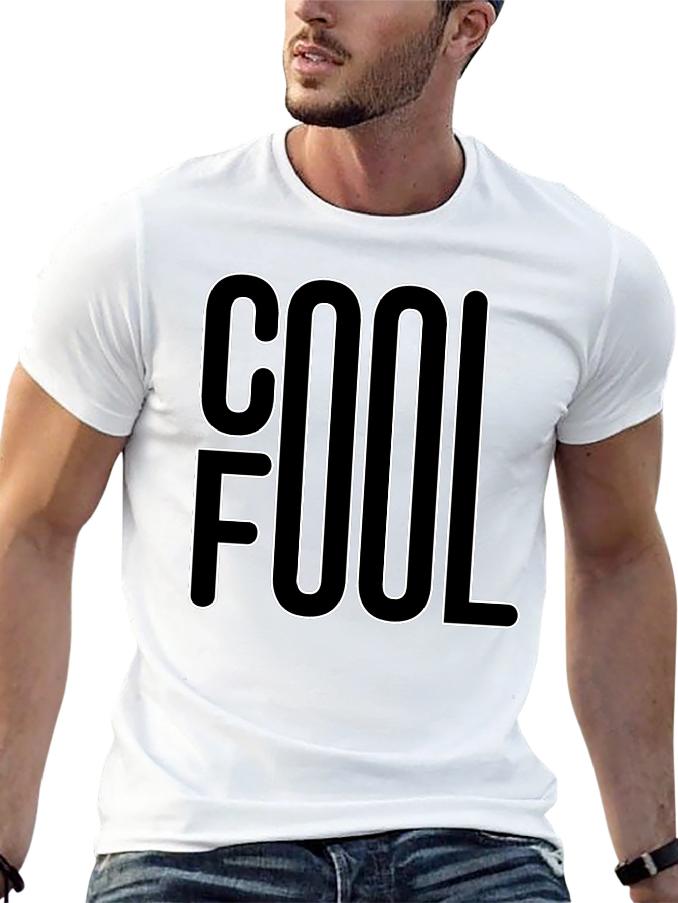 Cool Fool Graphic Tee - Black Cotton Blend T-Shirt
