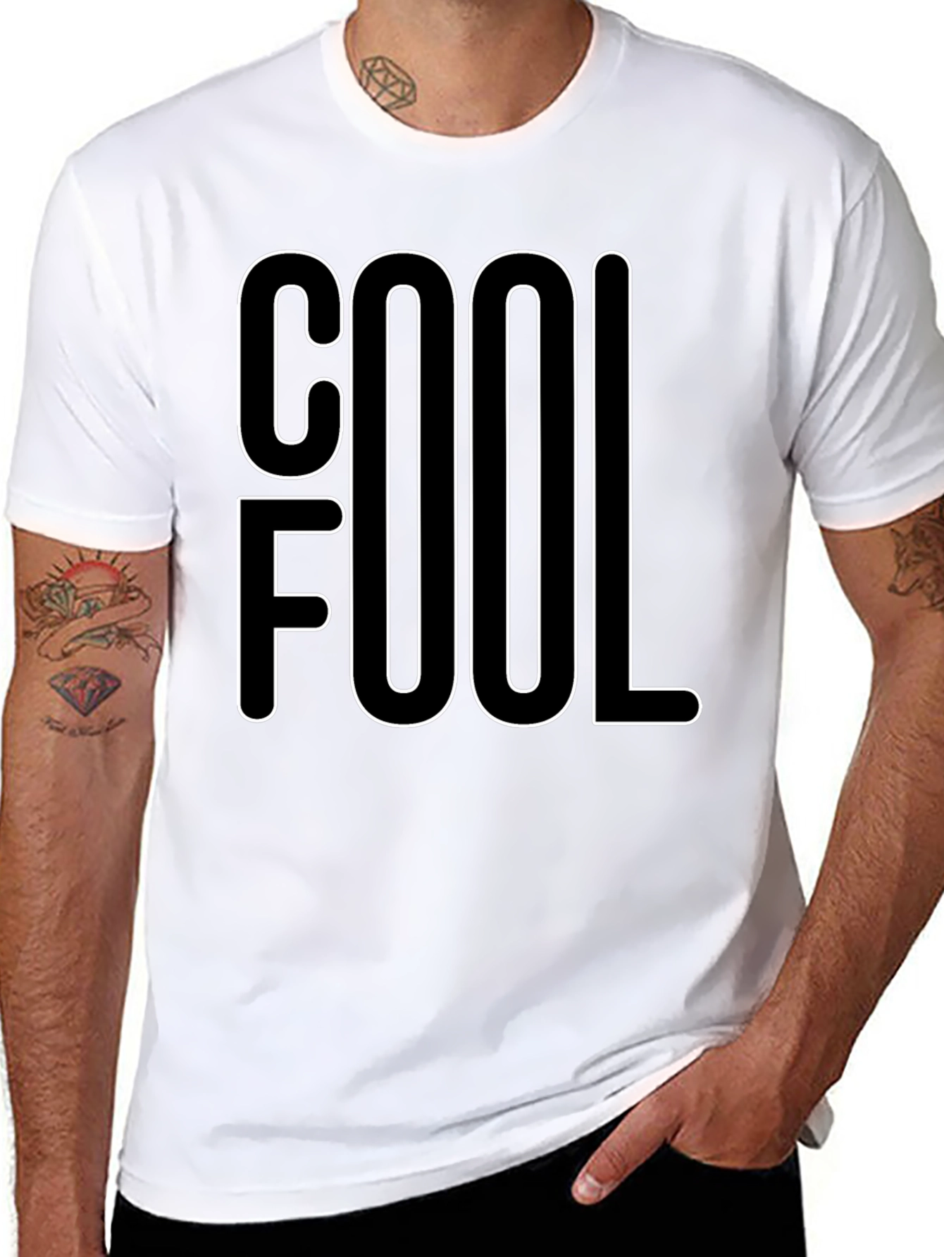 Cool Fool Graphic Tee - Black Cotton Blend T-Shirt