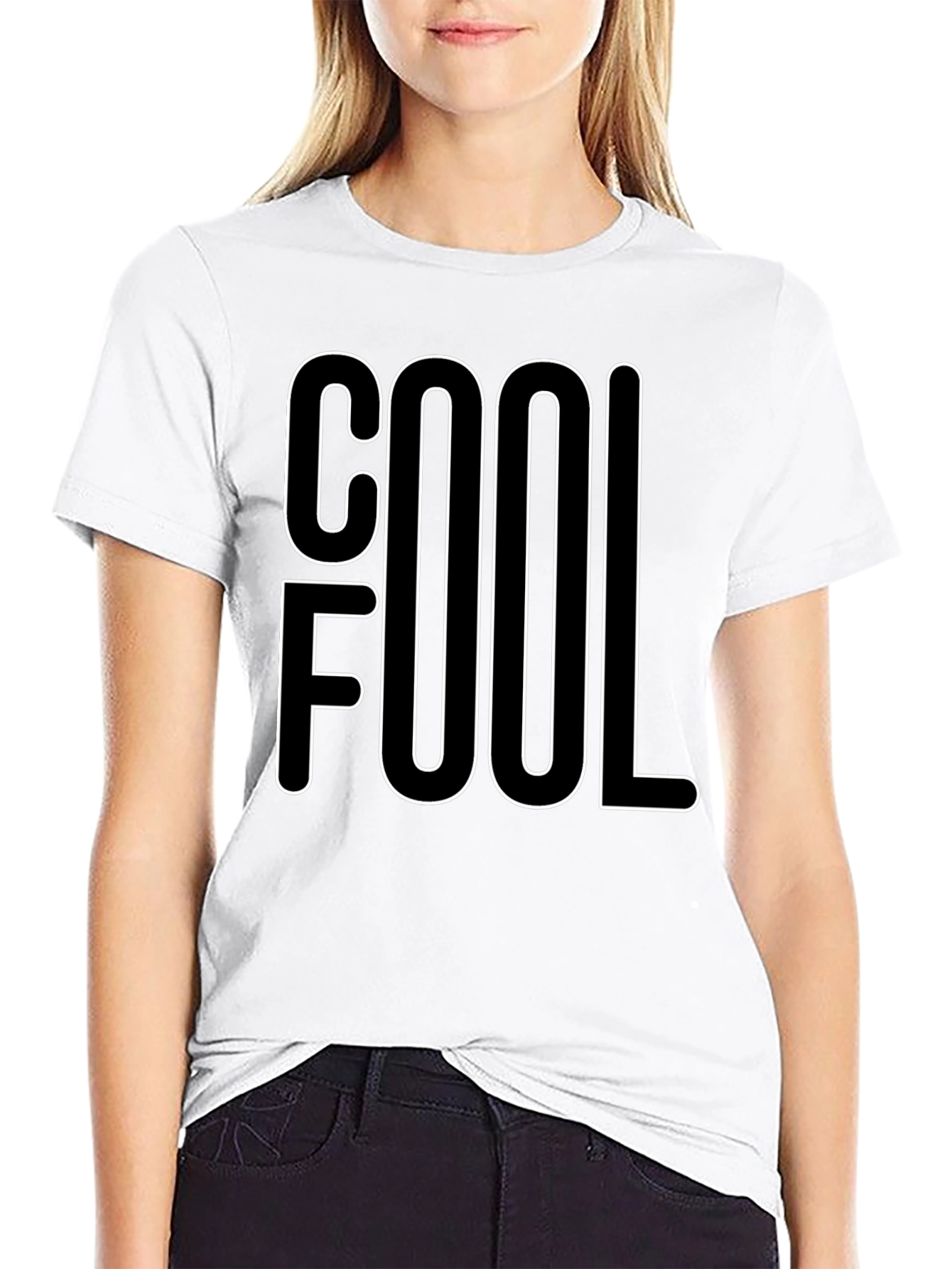 Cool Fool Graphic Tee - Black Cotton Blend T-Shirt