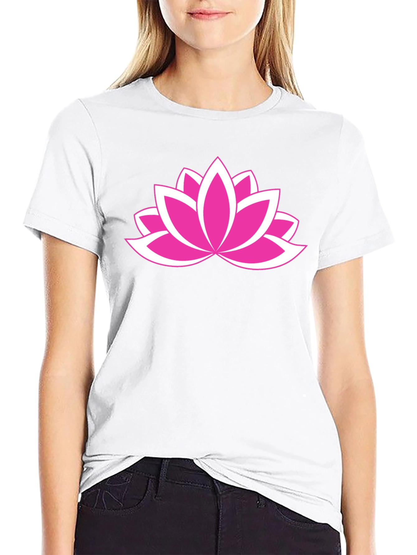 Lotus Flower Graphic Tee - Black Cotton Comfort
