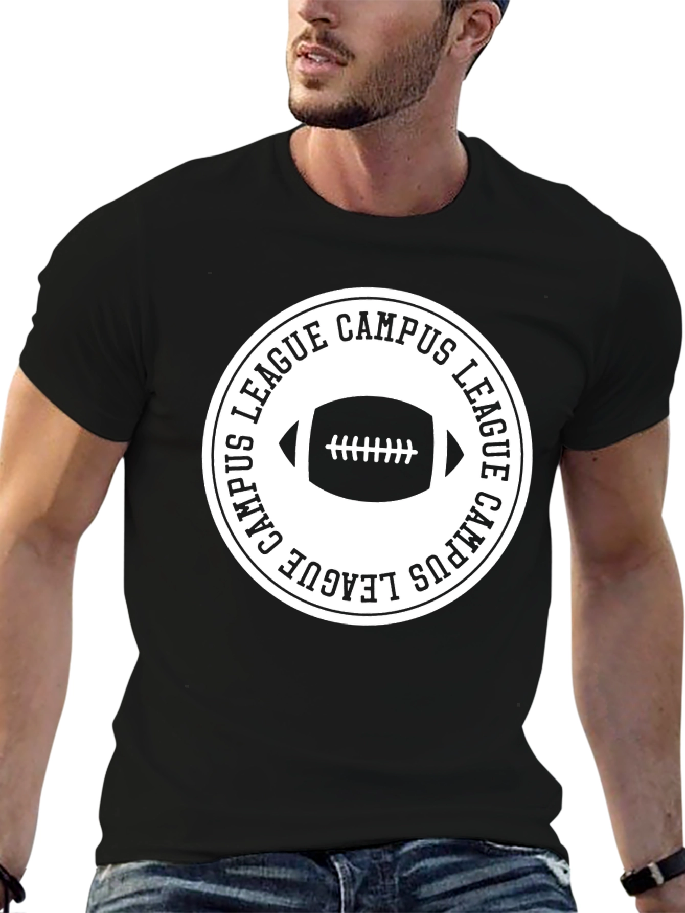 Campus League Football T-Shirt - Black
