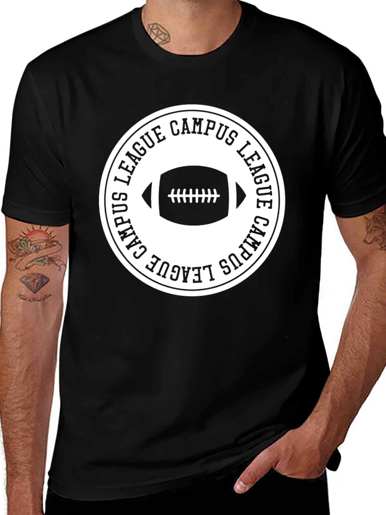 Campus League Football T-Shirt - Black