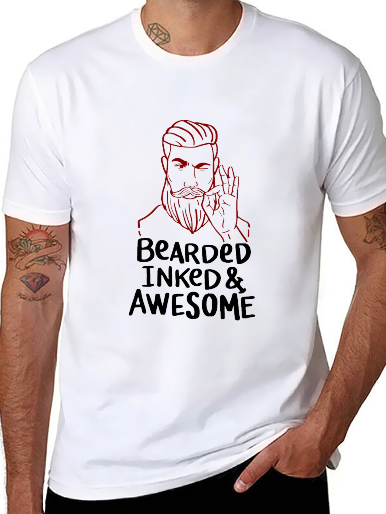 Bearded Inked & Awesome Graphic Tee