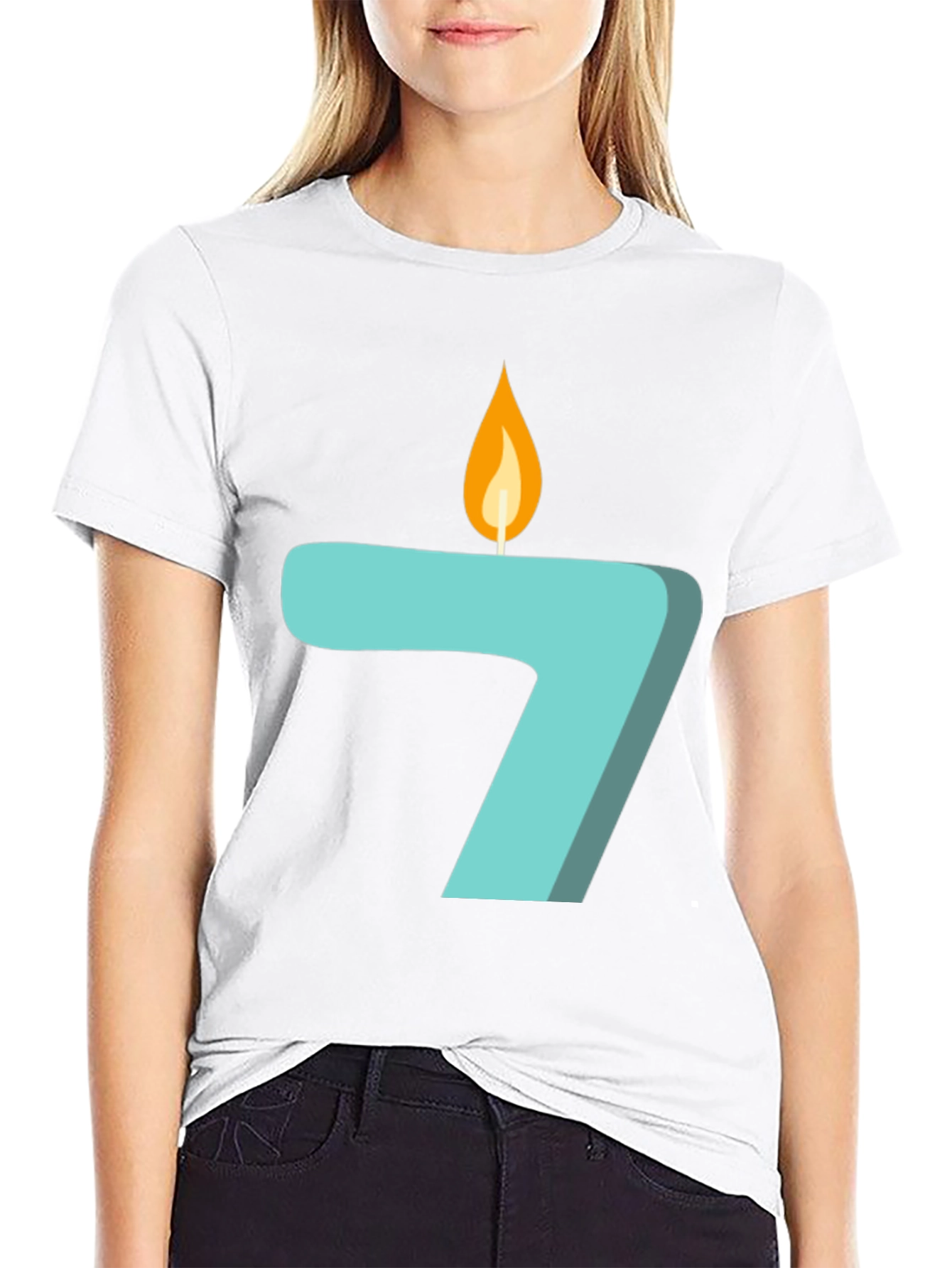 Number 7 Birthday Candle Graphic T-Shirt