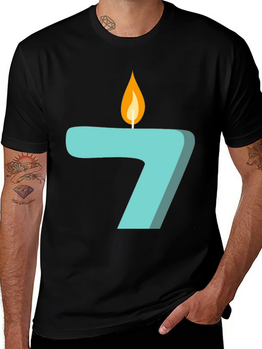 Number 7 Birthday Candle Graphic T-Shirt