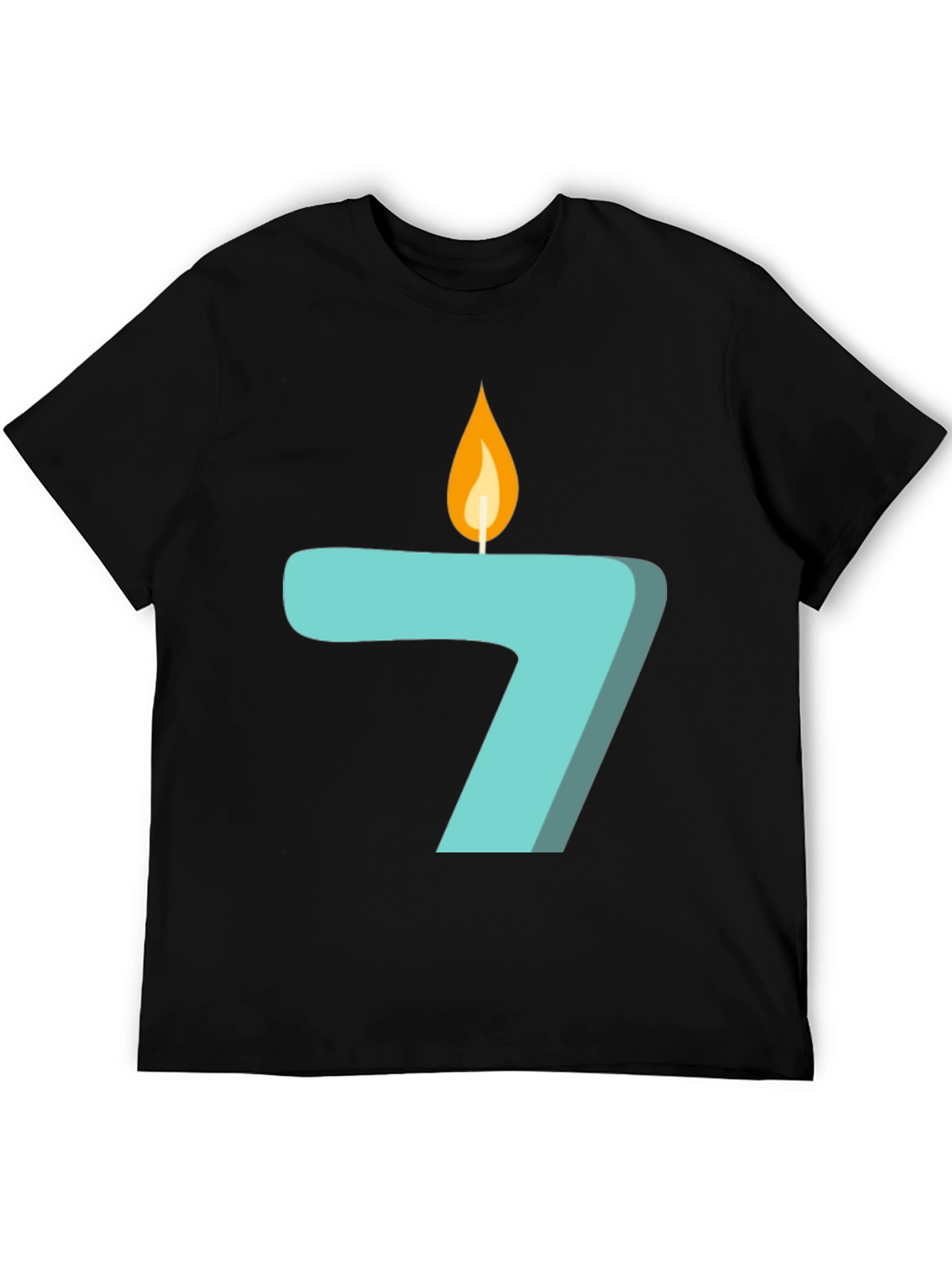 Number 7 Birthday Candle Graphic T-Shirt