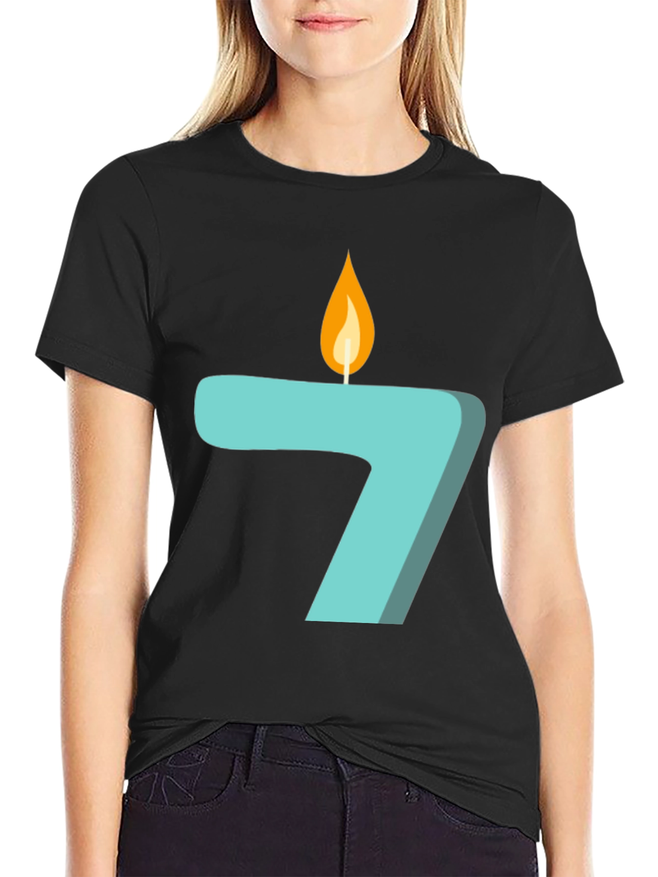 Number 7 Birthday Candle Graphic T-Shirt