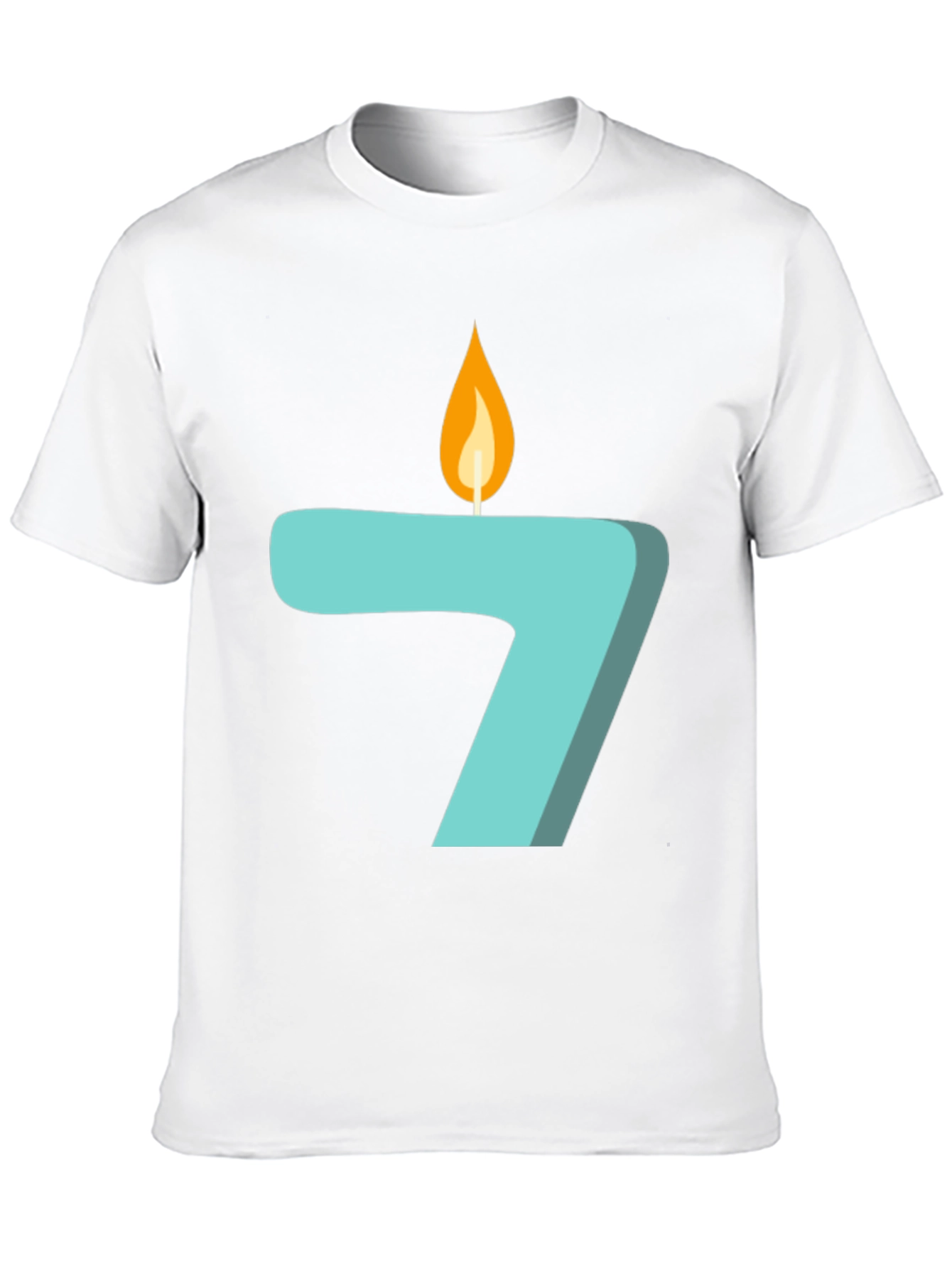 Number 7 Birthday Candle Graphic T-Shirt