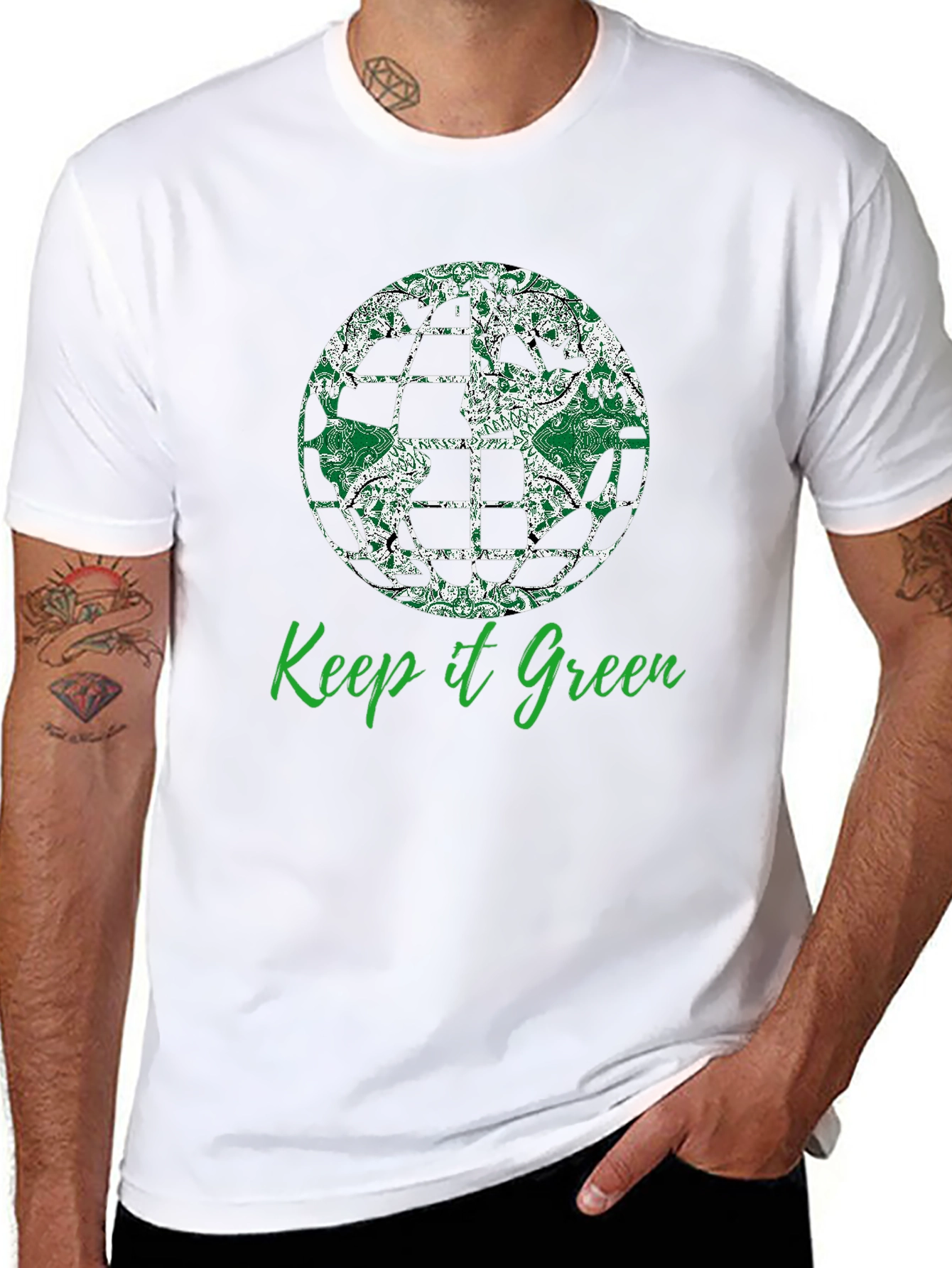 Keep it Green T-Shirt - Earth Globe Design