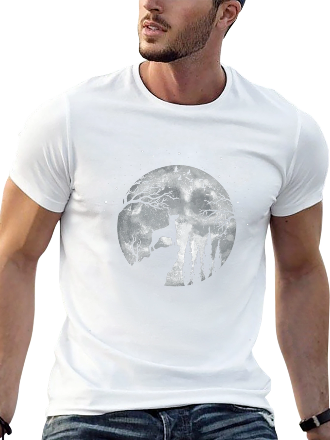 Dog Moon Graphic Tee - Black Cotton Blend