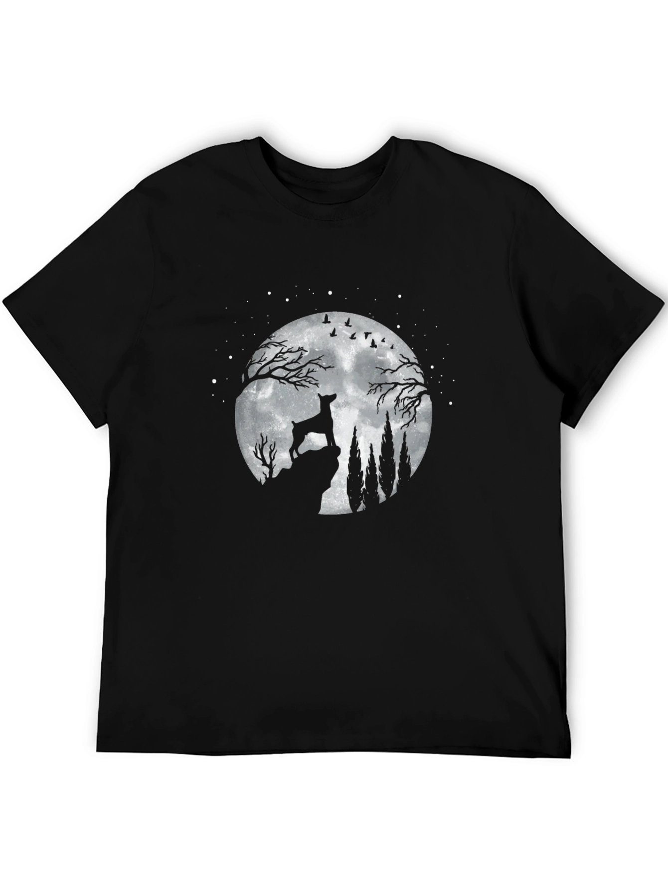 Dog Moon Graphic Tee - Black Cotton Blend