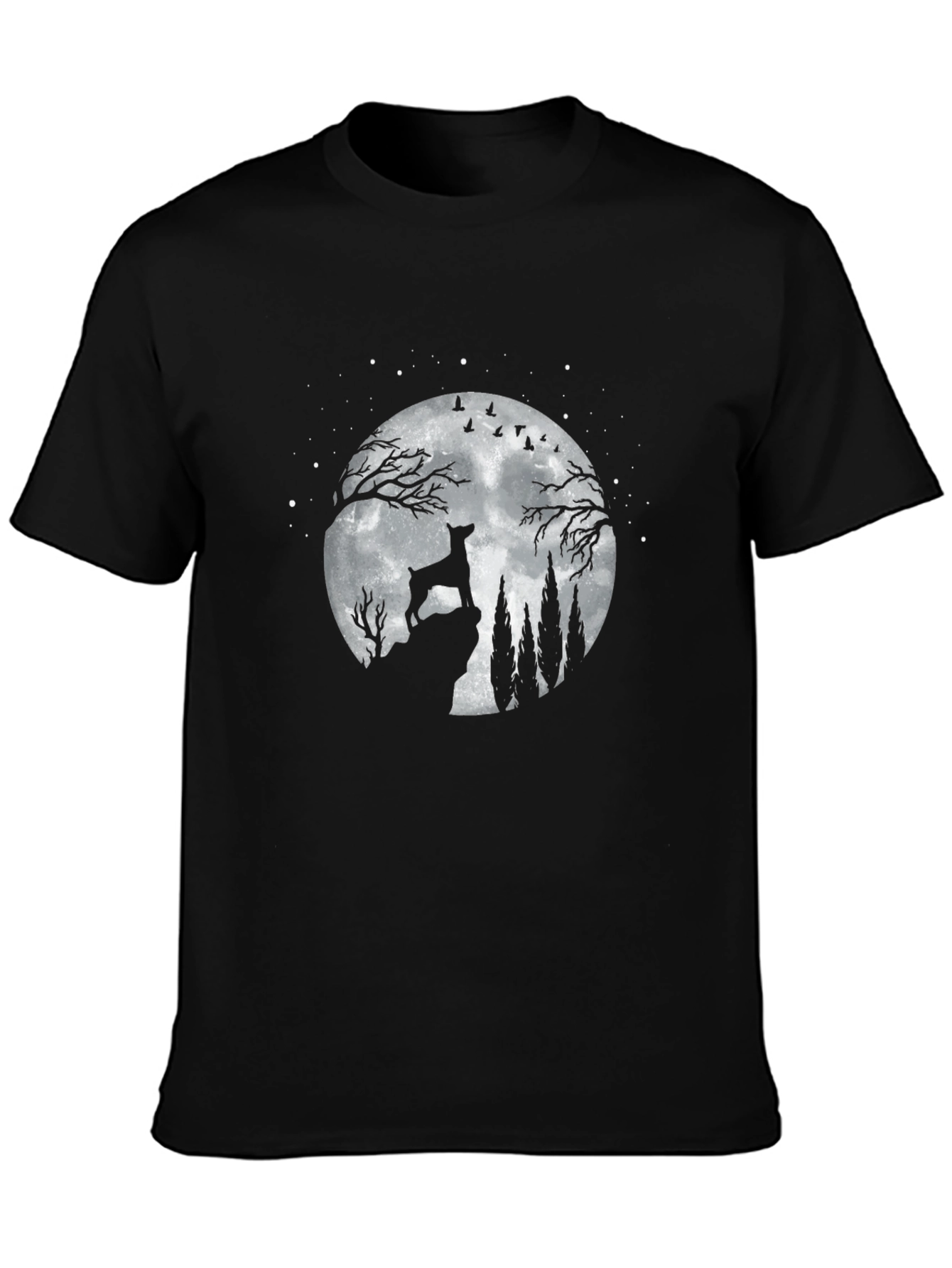 Dog Moon Graphic Tee - Black Cotton Blend