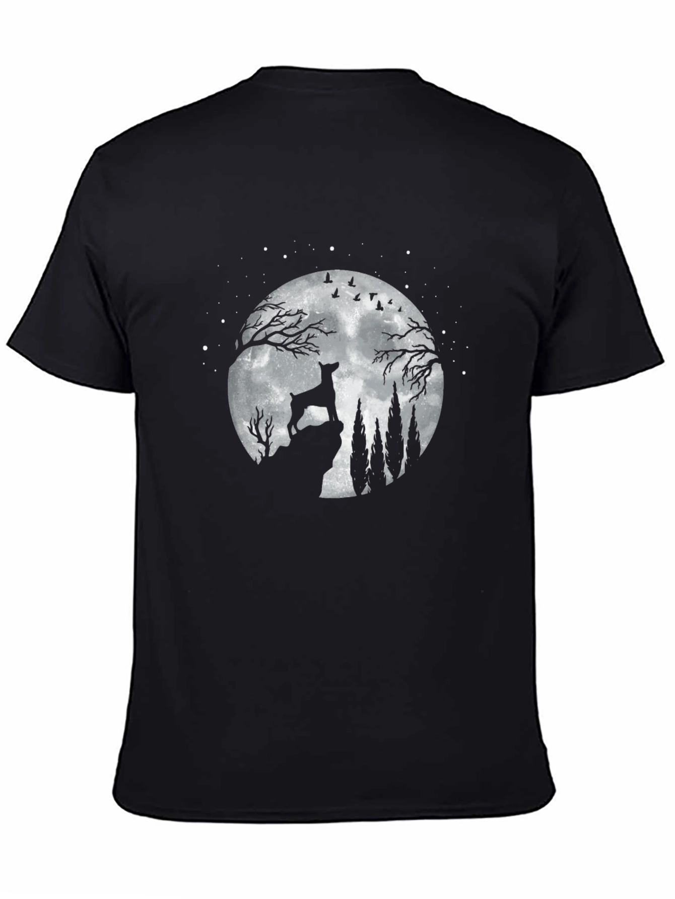 Dog Moon Graphic Tee - Black Cotton Blend