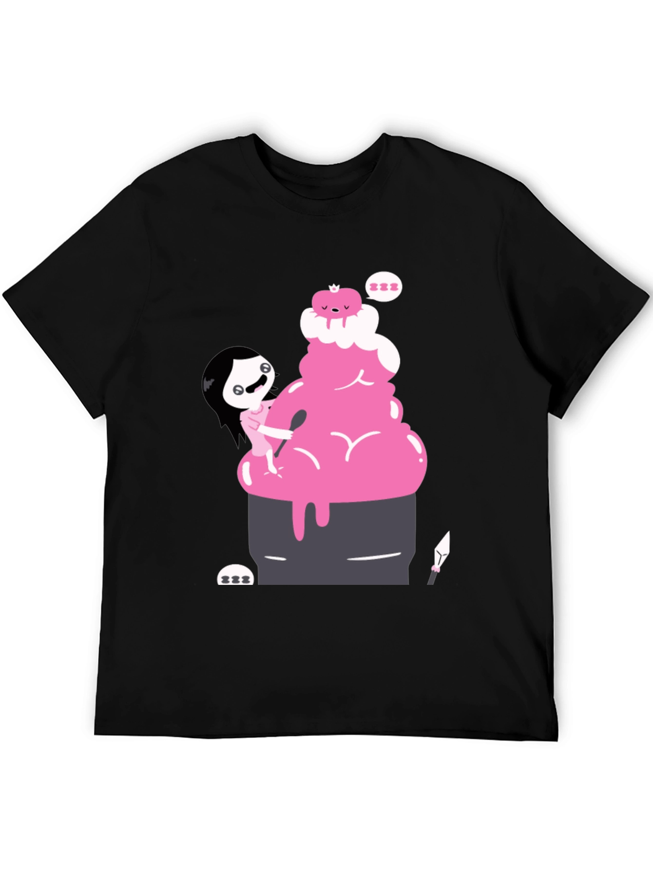 Cartoon Style Character Design Black T-Shirt