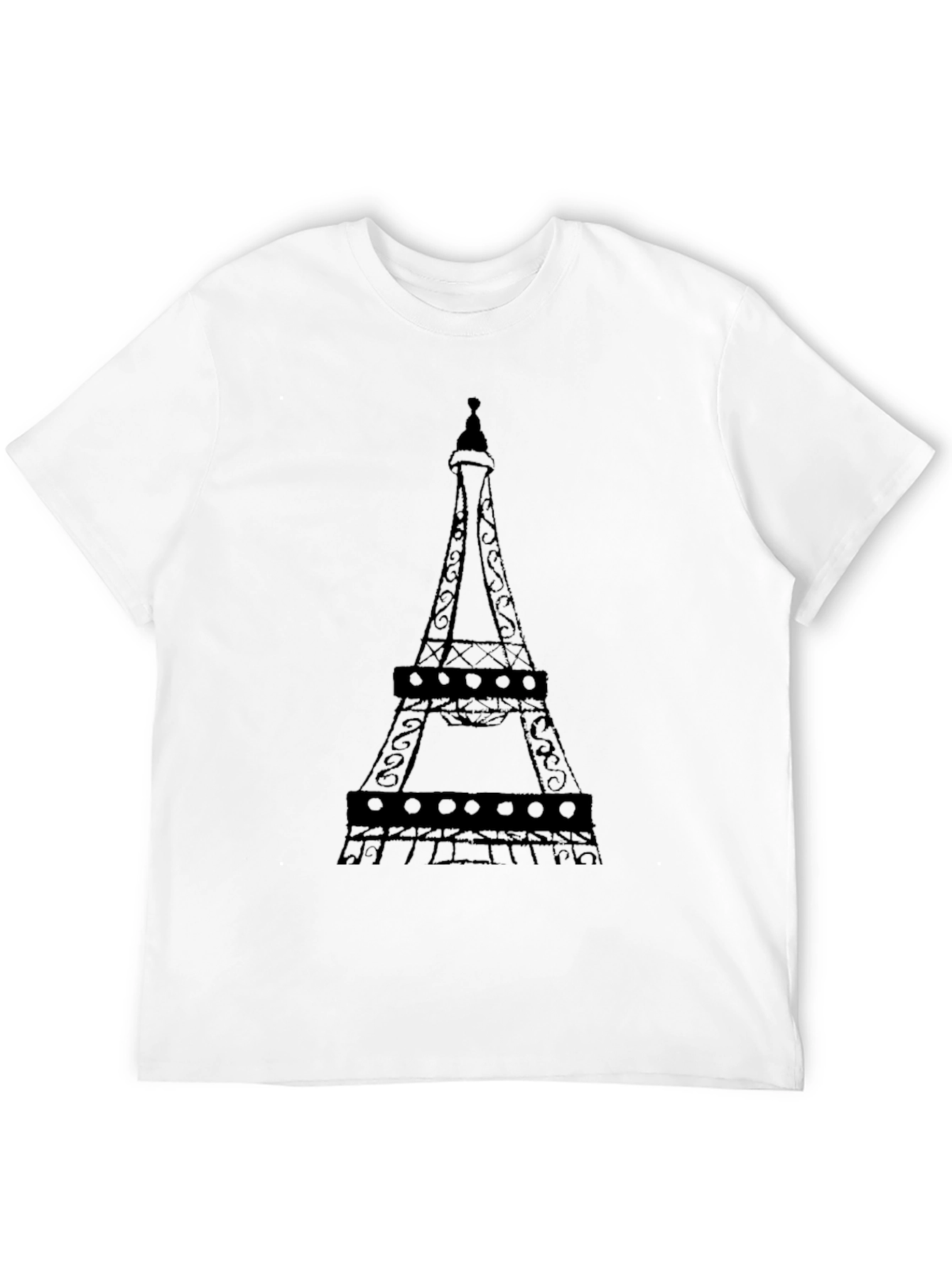 Eiffel Tower Graphic Tee - Black Cotton Casual Top