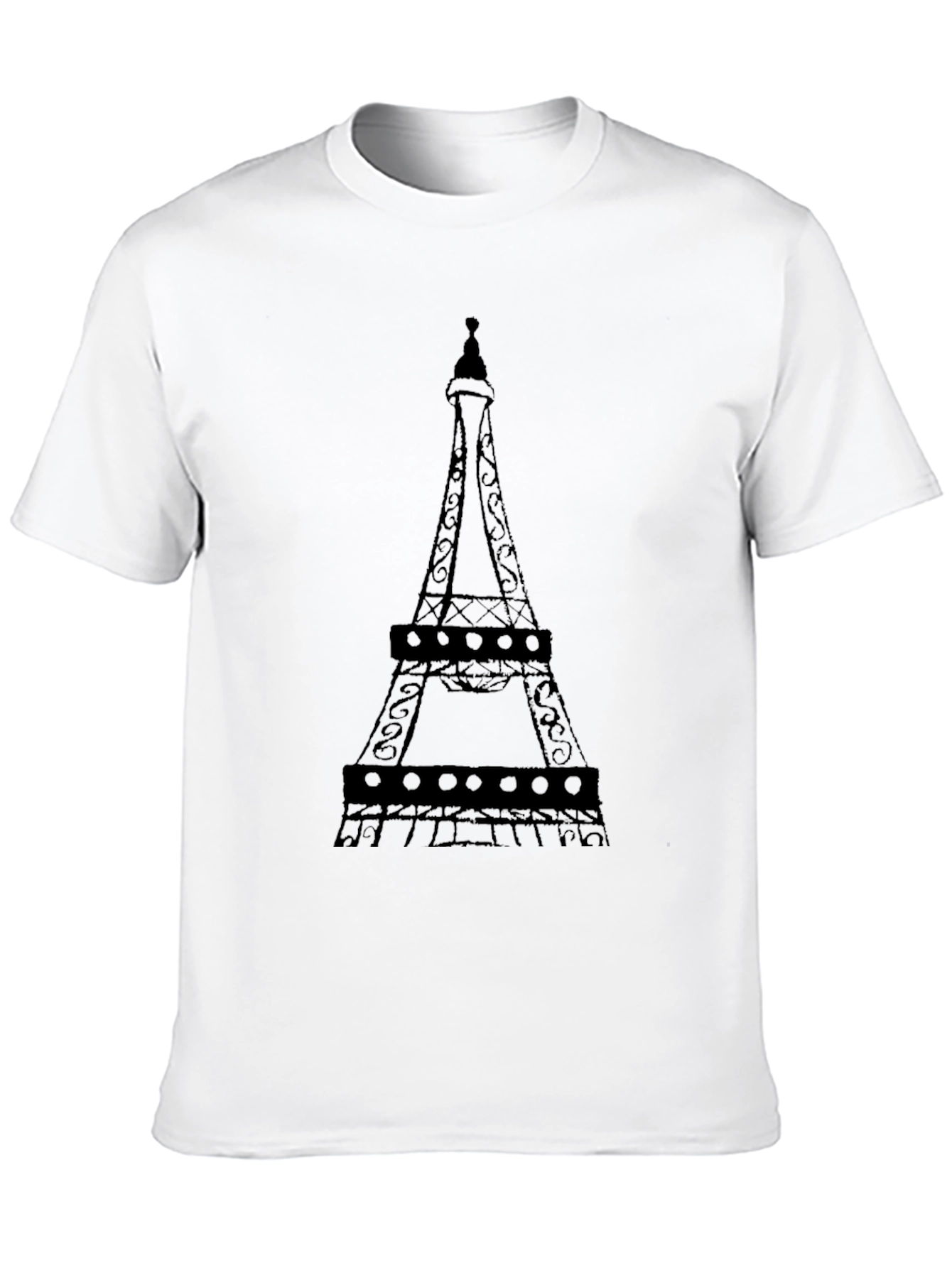 Eiffel Tower Graphic Tee - Black Cotton Casual Top