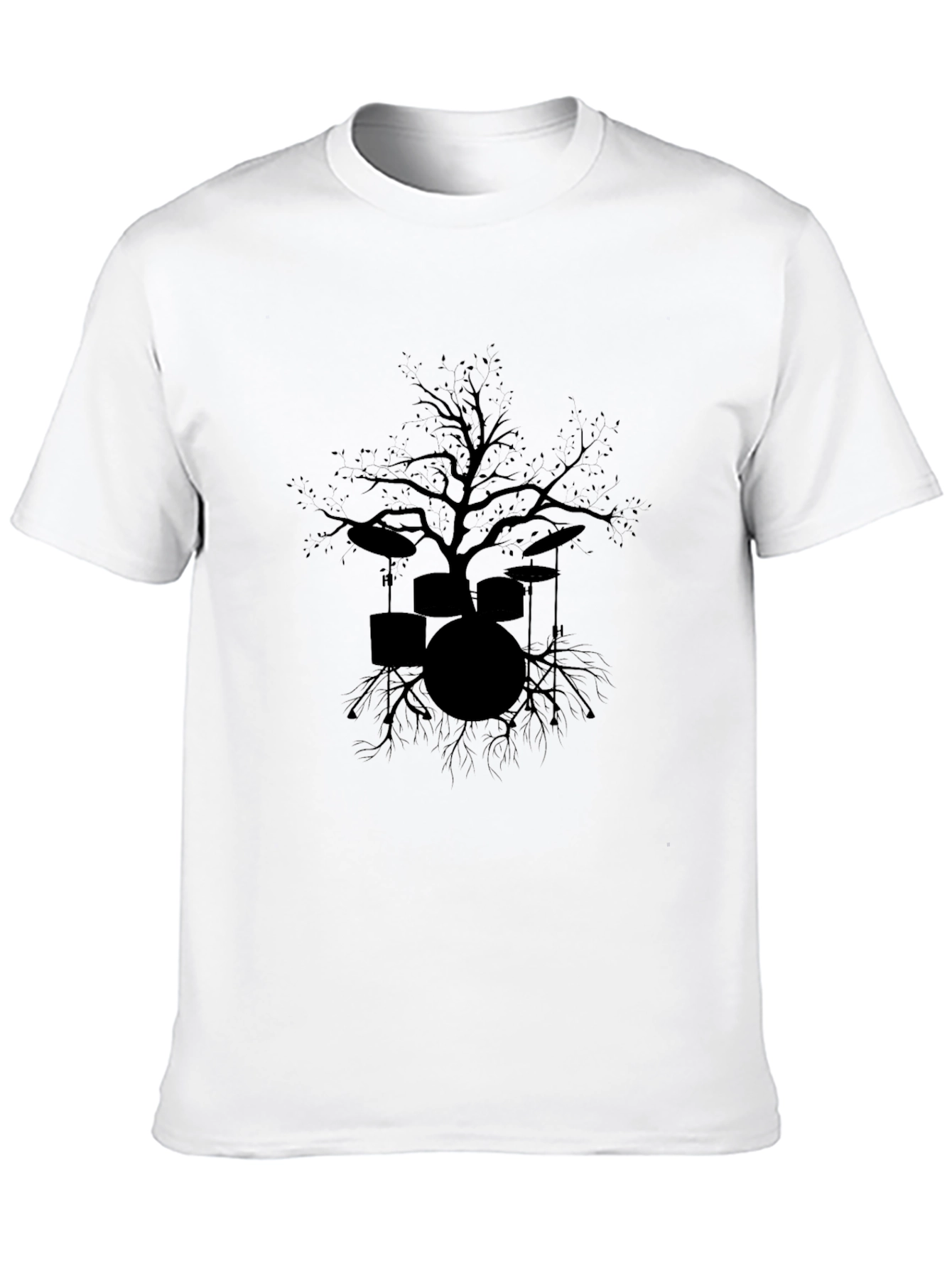 Drum Kit Tree Graphic Black T-Shirt