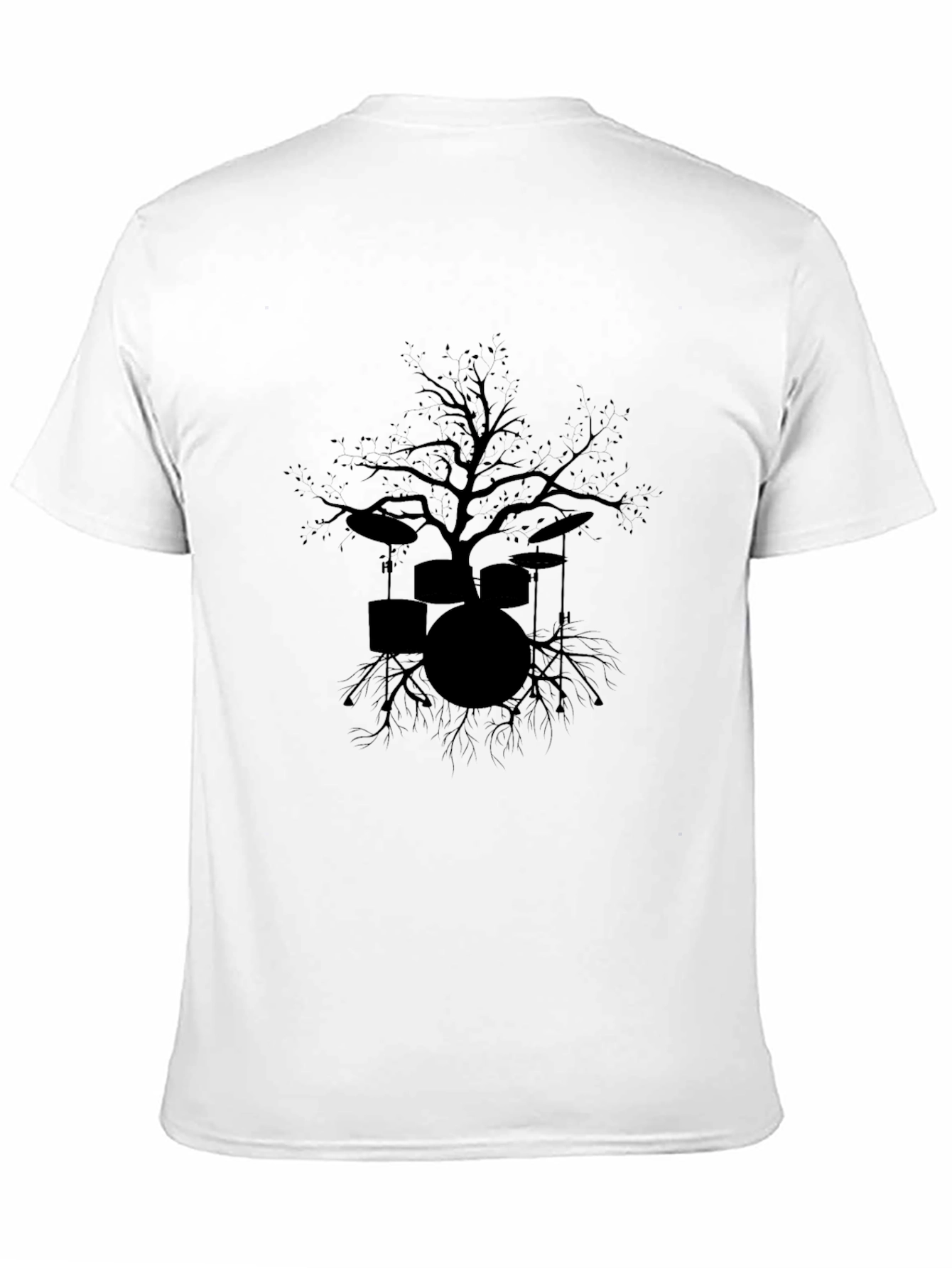 Drum Kit Tree Graphic Black T-Shirt