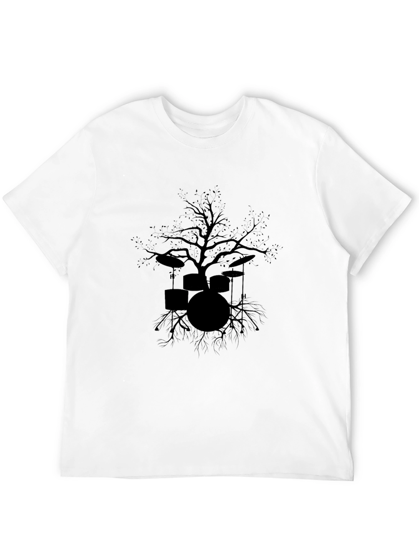 Drum Kit Tree Graphic Black T-Shirt