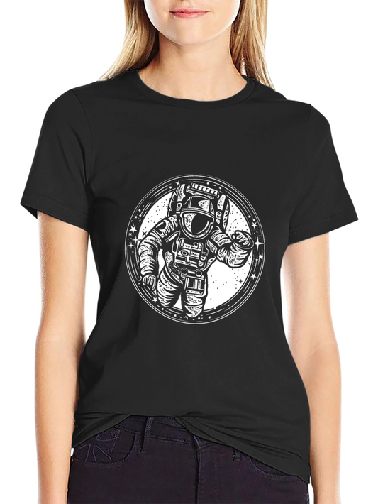 Astronaut Graphic Print Black T-Shirt