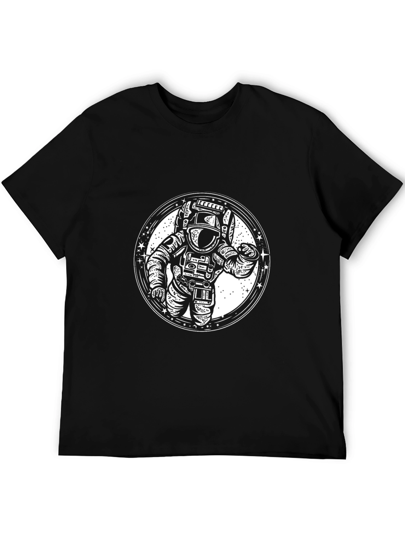 Astronaut Graphic Print Black T-Shirt