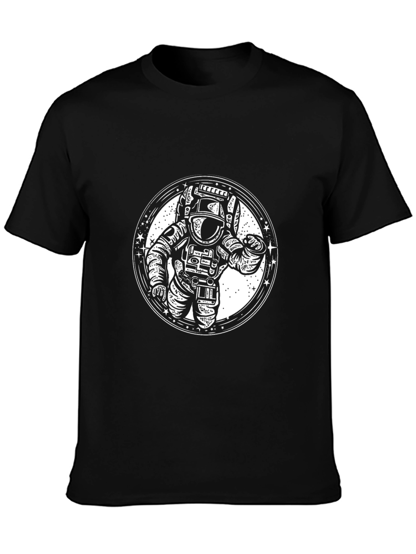 Astronaut Graphic Print Black T-Shirt