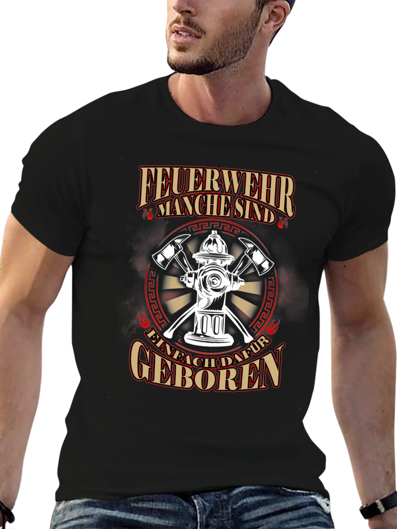 Firefighter Born For It Black T-Shirt