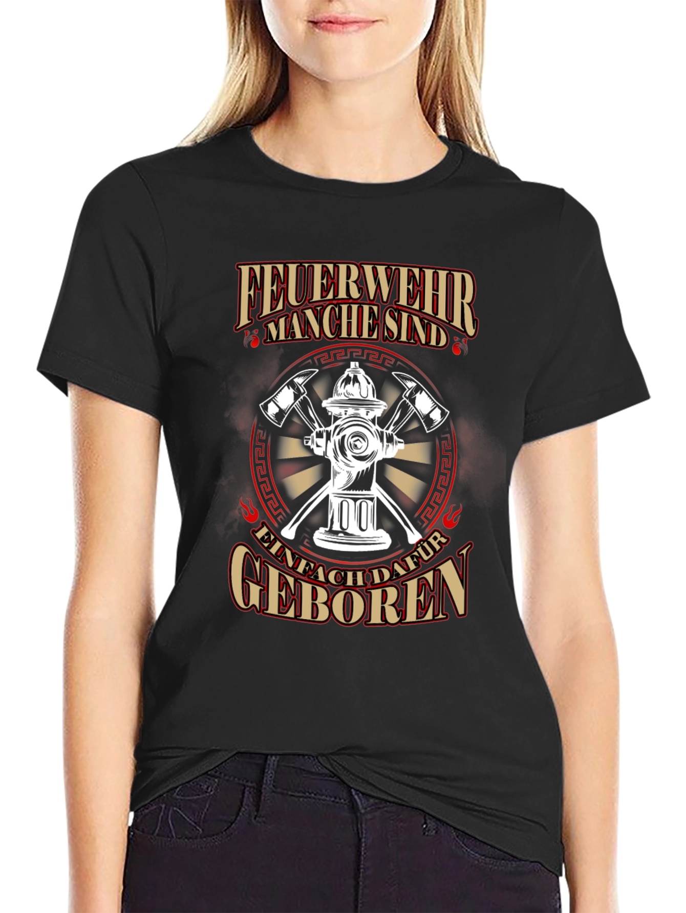 Firefighter Born For It Black T-Shirt